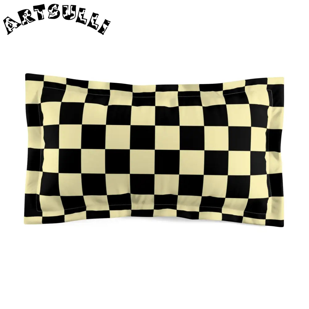 JAKKOUTTHEBXX Checkerboard Black and Yellow Microfiber Pillow Sham