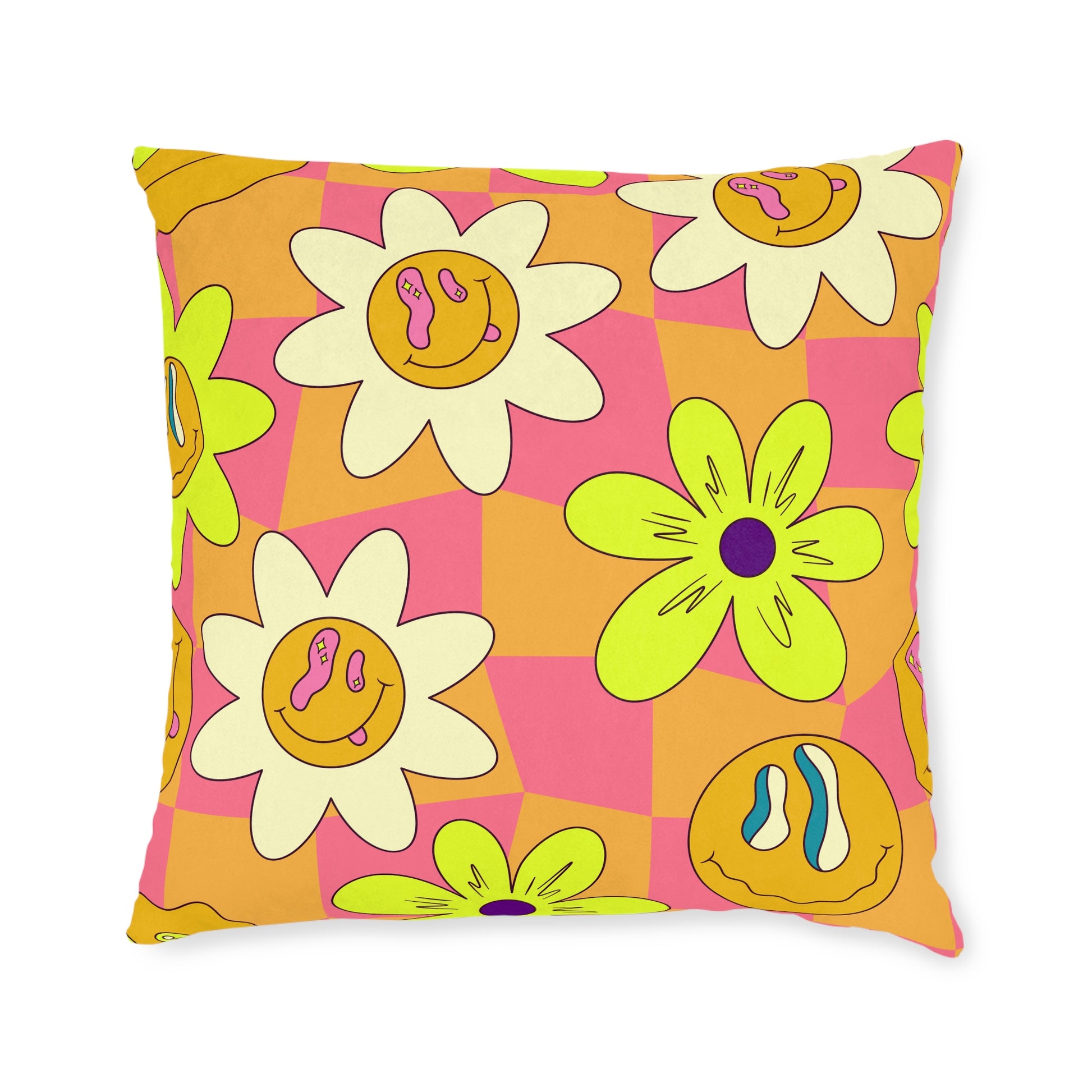 Trippy Sour Face Rave Square Pillow, Artsulli - Art is Long, Life is Short, Home Decor, , , , , , , 