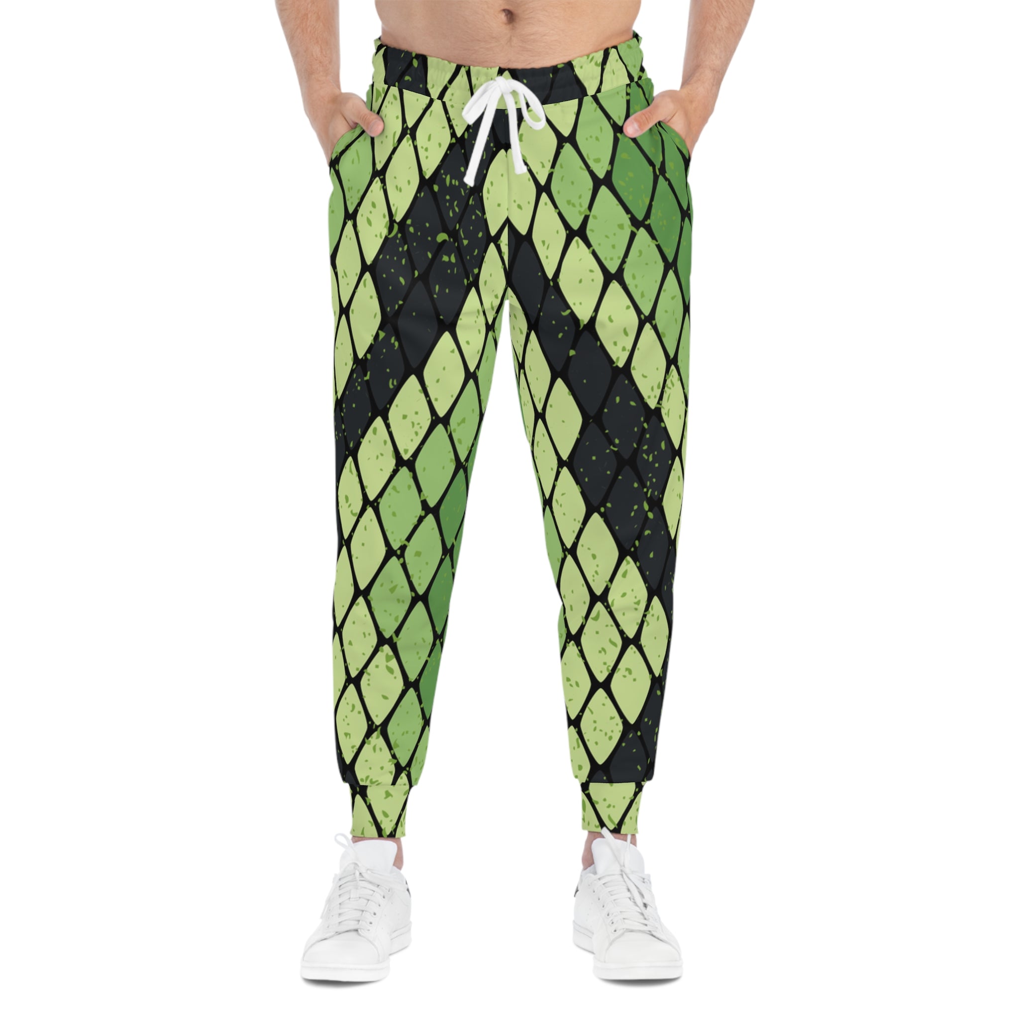 Snake Skin Green and Black Athletic Joggers (AOP), Artsulli - Art is Long, Life is Short, All Over Prints, , , , , , , 
