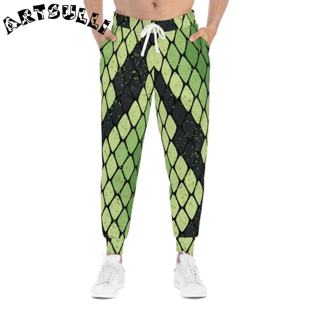 JAKKOUTTHEBXX Snake Skin Green and Black Athletic Joggers (AOP)