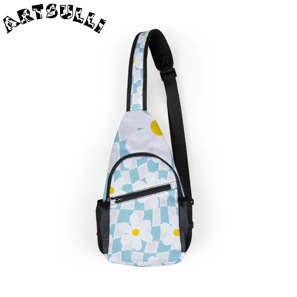 JAKKOUTTHEBXX Trippy Check Garden Chest Bag (AOP) JAKKOUTTHEBXX