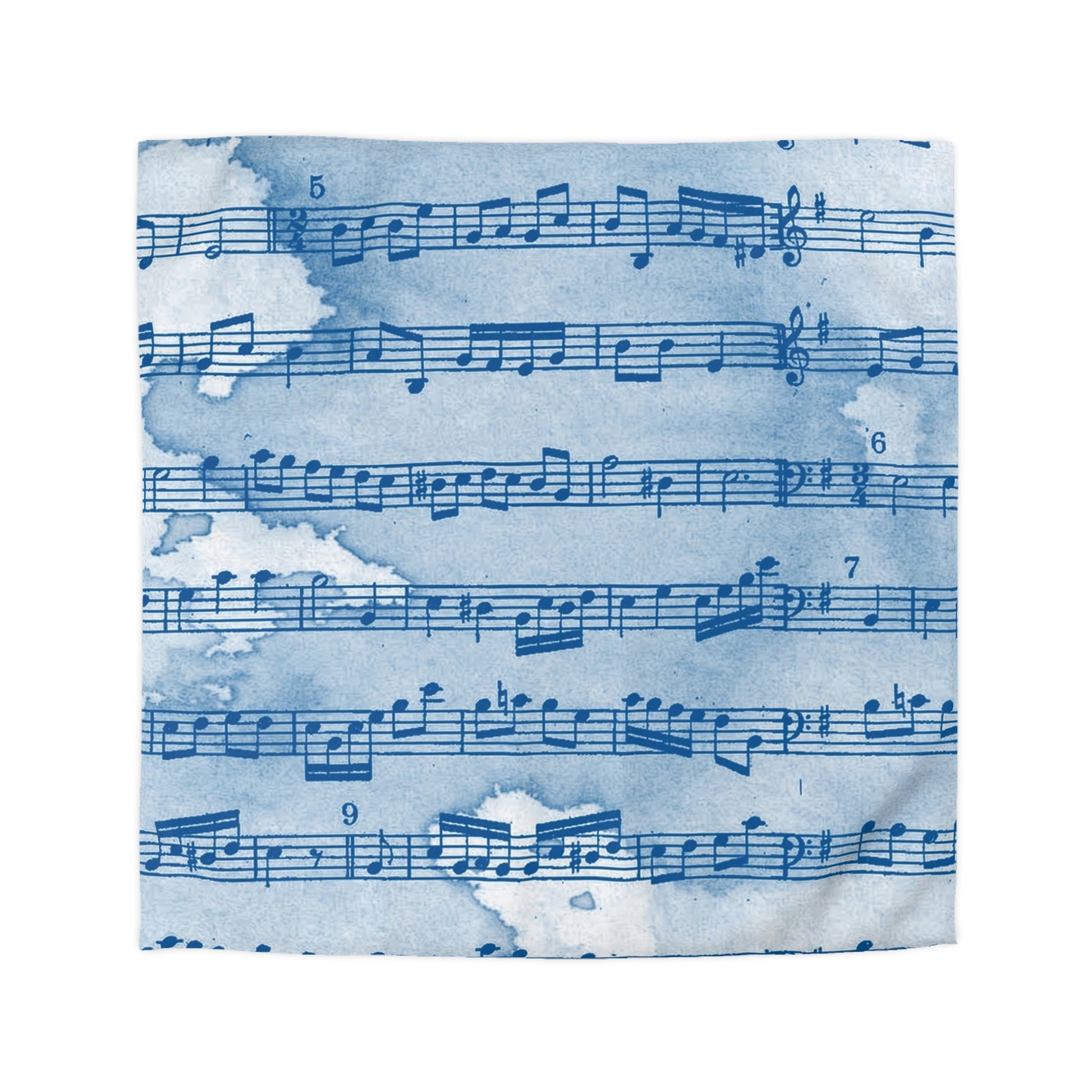 Drip Spill Type Beat Sheet Music Blue Microfiber Duvet Cover, Artsulli - Art is Long, Life is Short, Home Decor, Size, Queen, Color, Cream, , , 14580055031532044417