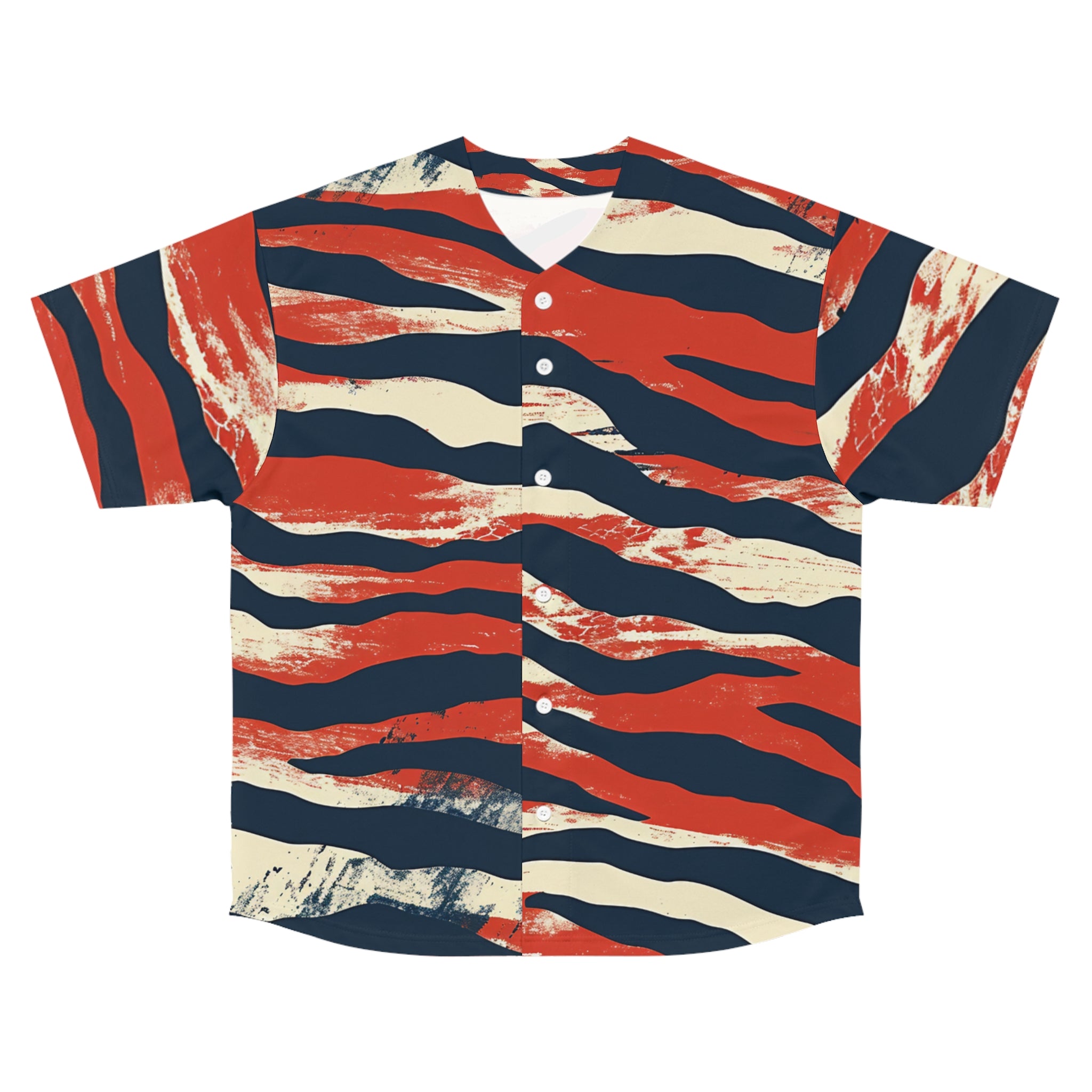 Capricious Tiger Wave Men's Baseball Jersey (AOP), Artsulli - Art is Long, Life is Short, All Over Prints, Size, S, Color, Seam thread color automatically matched to design, , , 19503626152797