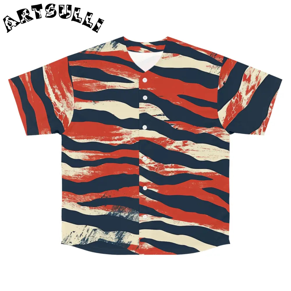 JAKKOUTTHEBXX Capricious Tiger Wave Men’s Baseball Jersey (AOP)