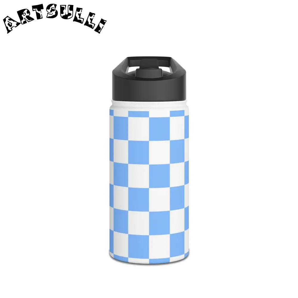 JAKKOUTTHEBXX Checkerboard White and Light Blue Stainless Steel