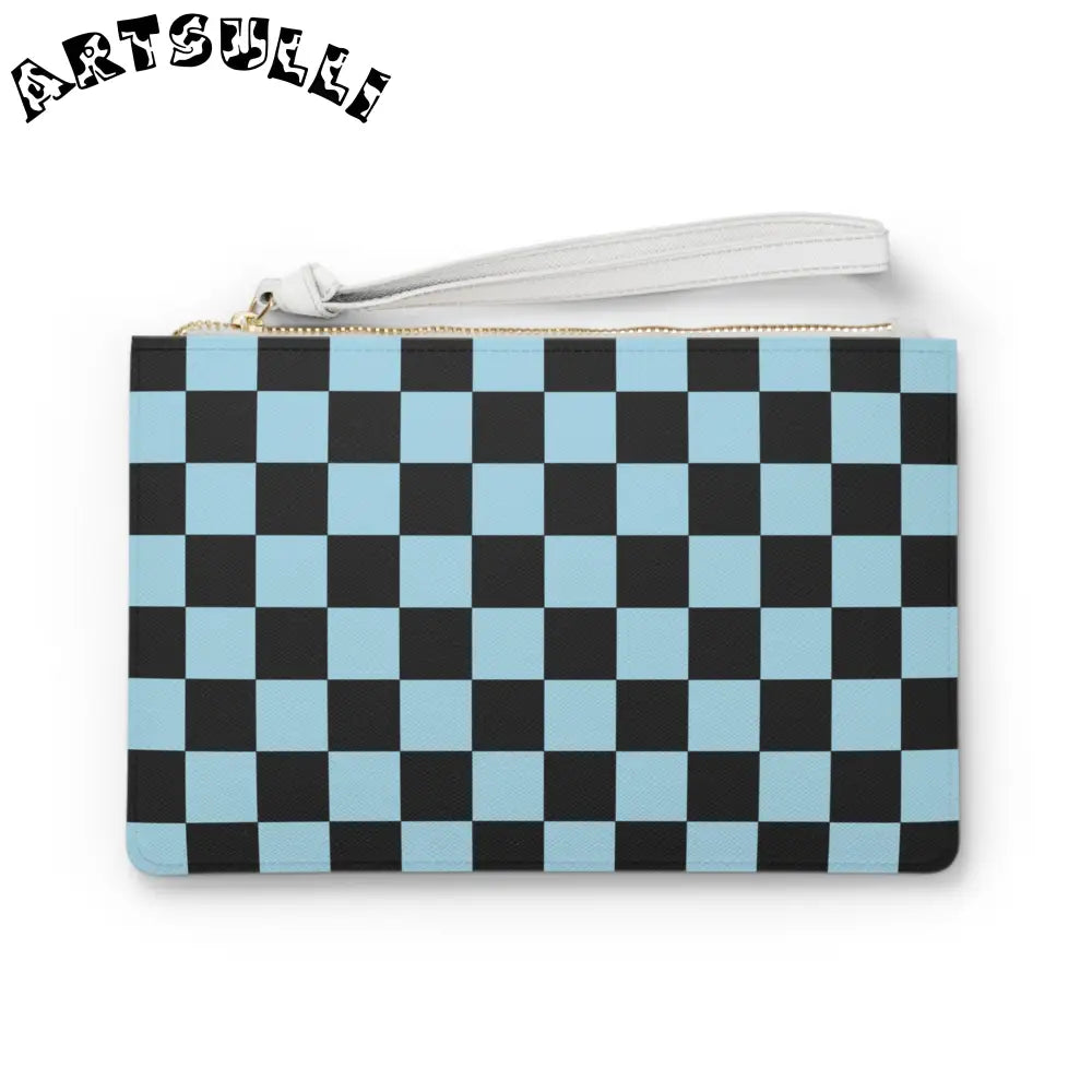 JAKKOUTTHEBXX Checkerboard Black and Blue Clutch Bag JAKKOUTTHEBXX