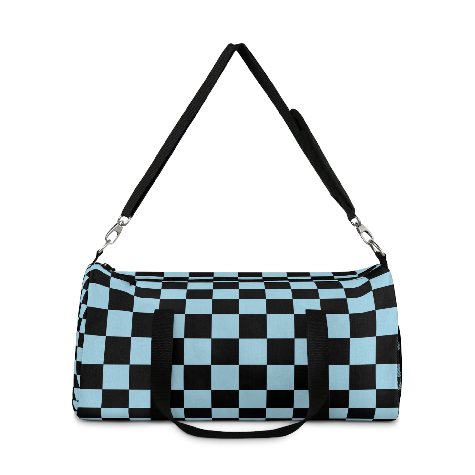 Checkerboard Black and Blue Duffel Bag, Artsulli - Art is Long, Life is Short, Bags, , , , , , , 