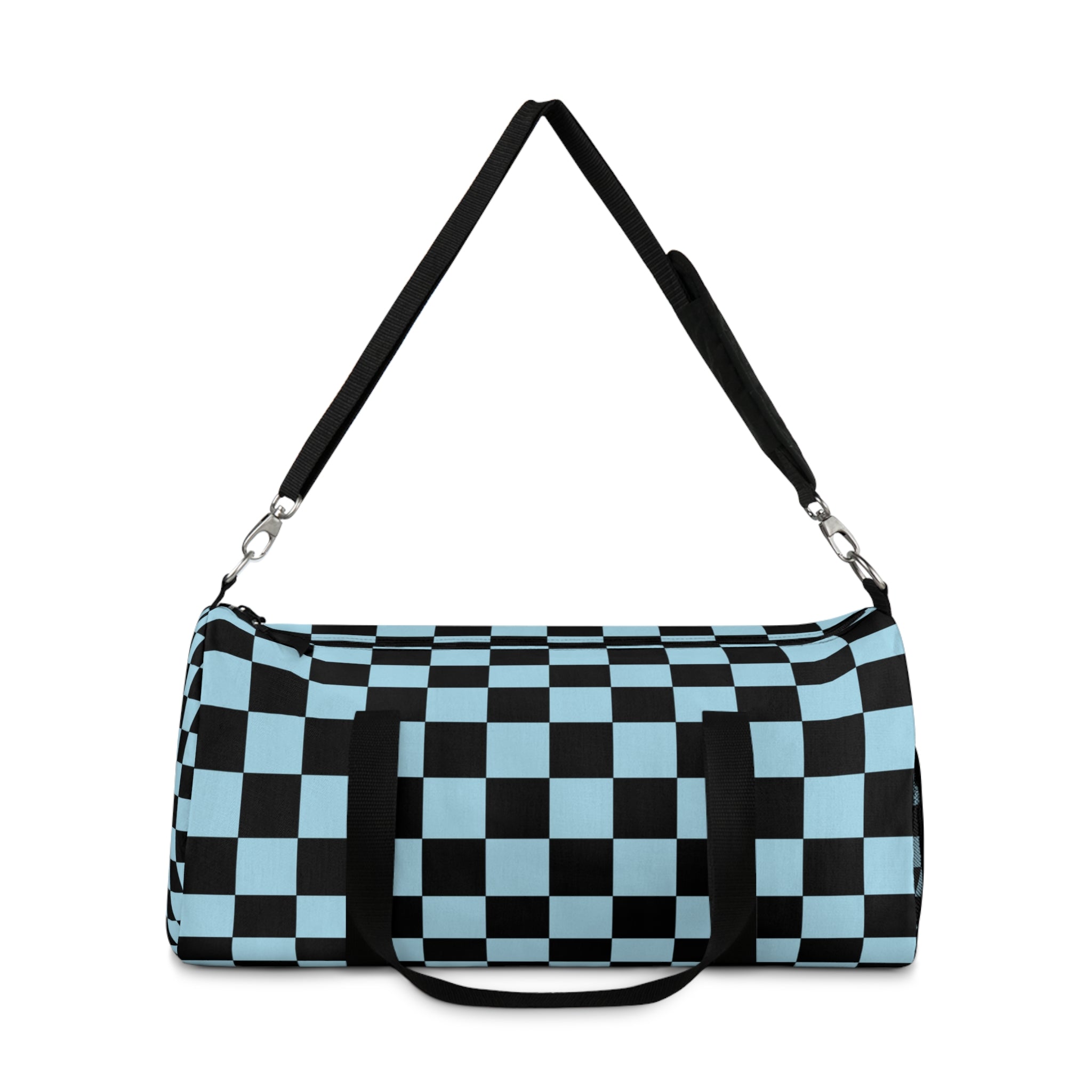 Checkerboard Black and Blue Duffel Bag, Artsulli - Art is Long, Life is Short, Bags, , , , , , , 