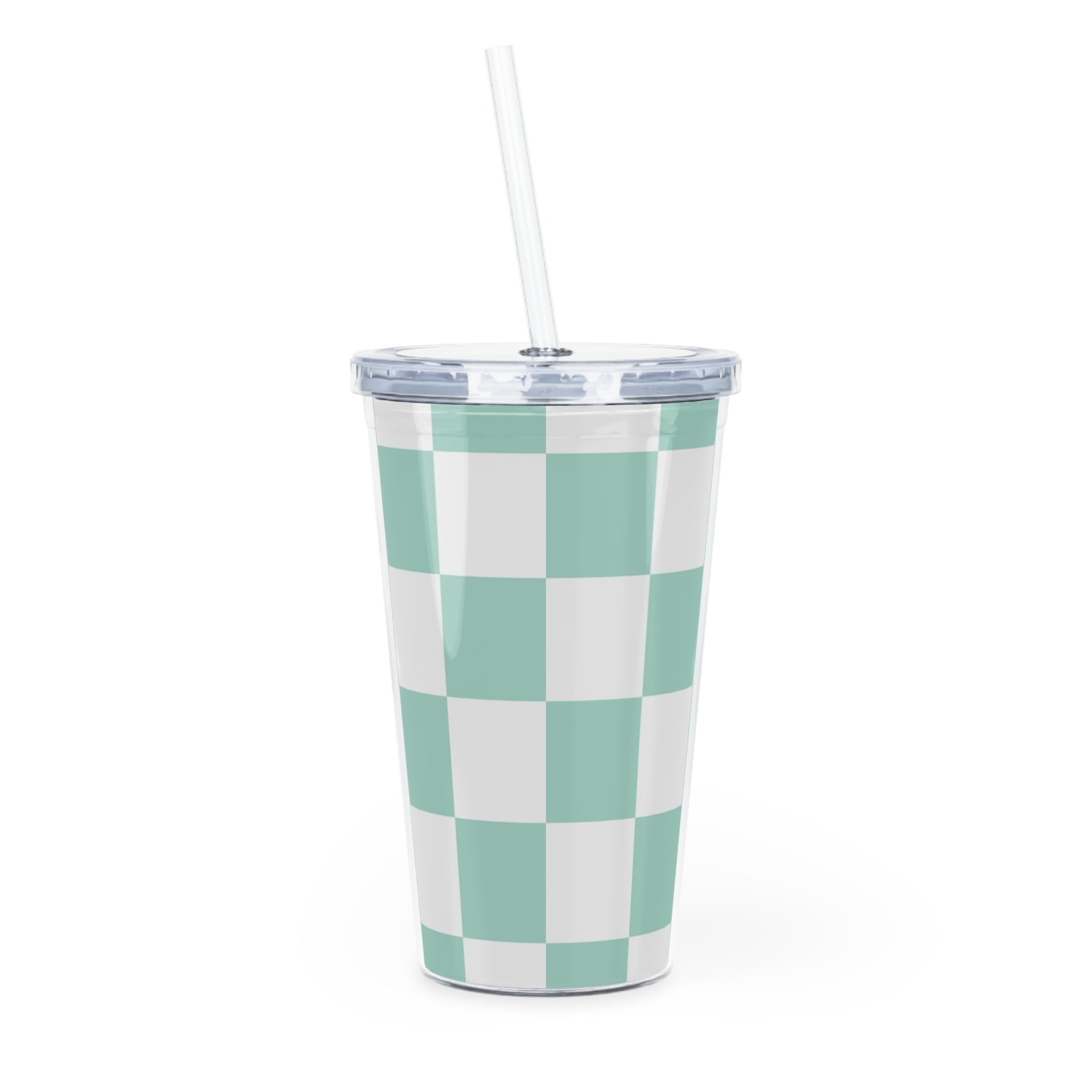 Chessboard Plastic Tumbler with Straw, Artsulli - Art is Long, Life is Short, Mug, , , , , , , 