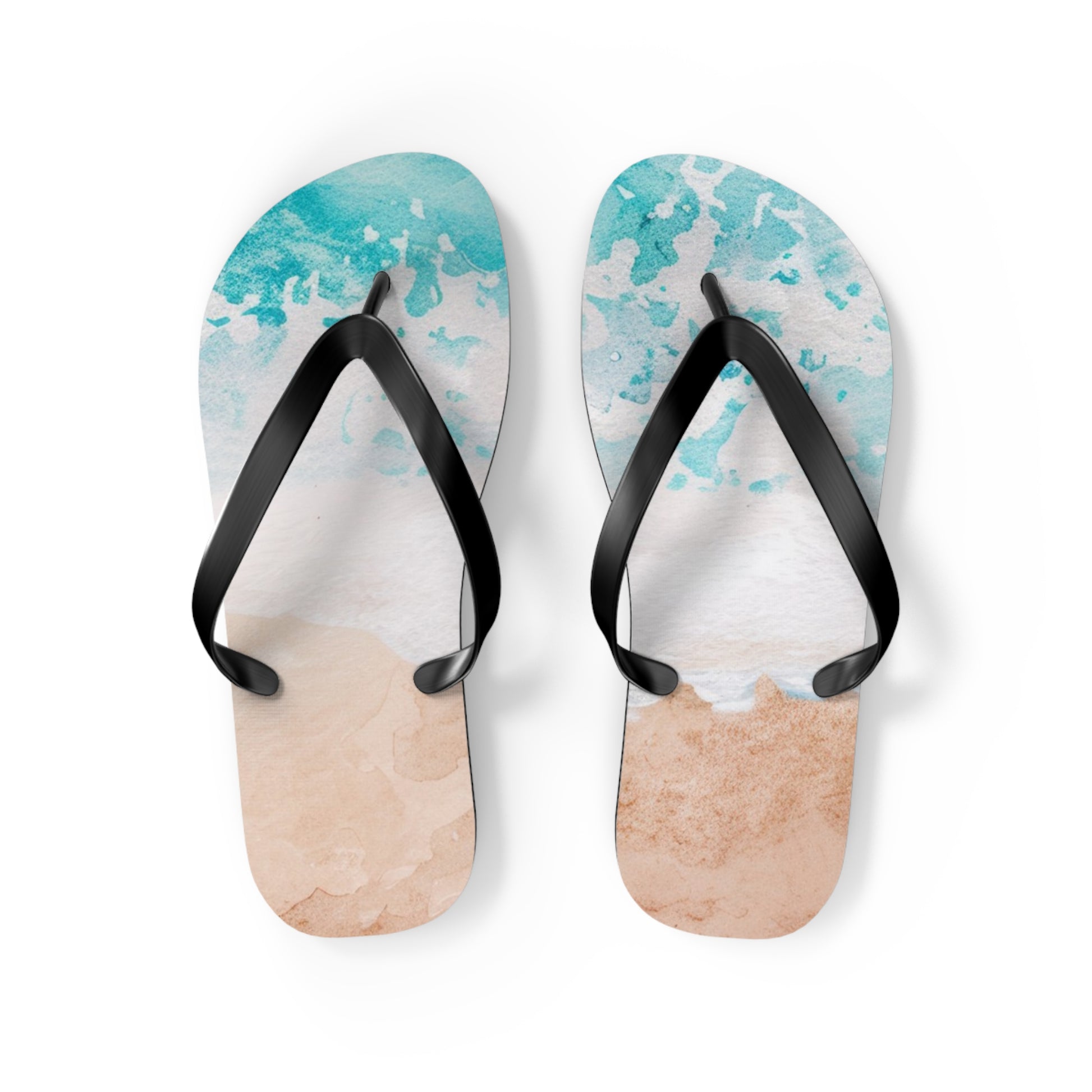 Seashore Flip Flops, Artsulli - Art is Long, Life is Short, Shoes, Size, M, Color, Black sole, , , 25378573532420361984