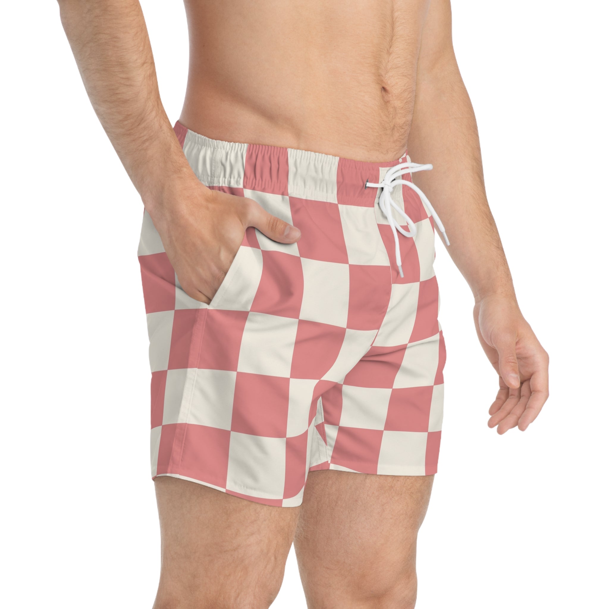 Retro Checkered Grassland Sprites Swim Trunks (AOP), Artsulli - Art is Long, Life is Short, All Over Prints, , , , , , , 