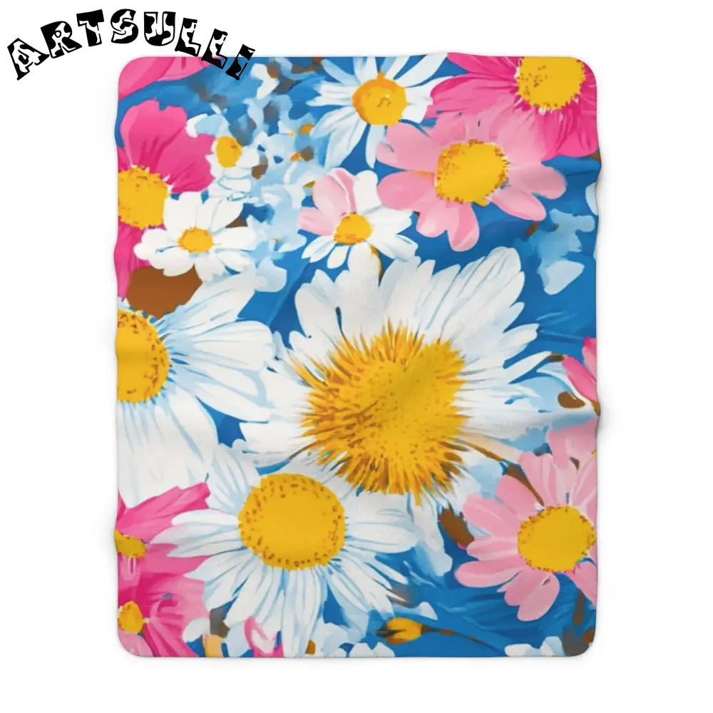 JAKKOUTTHEBXX CDG Daisy Dream Blue Sherpa Fleece Blanket