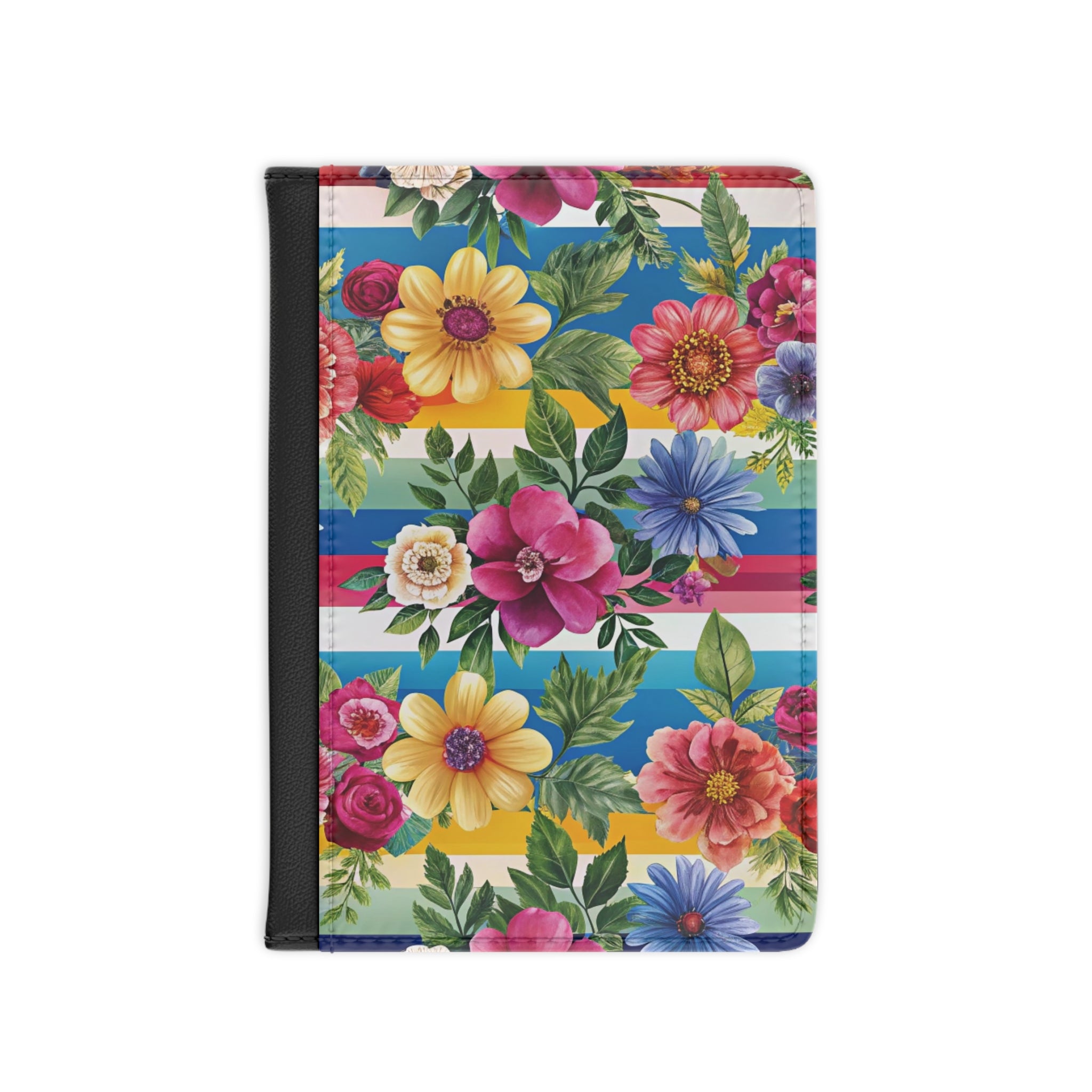 Floral Stripe 4K Passport Cover, Artsulli - Art is Long, Life is Short, Accessories, Size, 3.9" x 5.8", Color, Black, , , 14485852877842775866