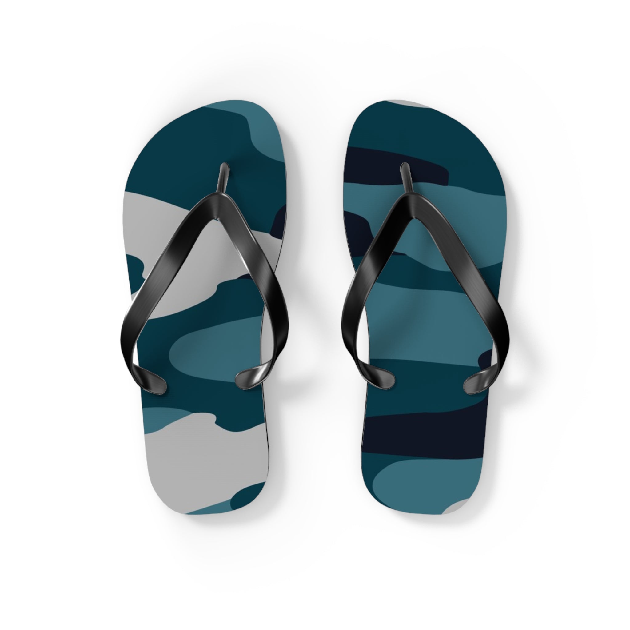 Blue Camouflage Flip Flops, Artsulli - Art is Long, Life is Short, Shoes, Size, S, Color, Black sole, , , 10574161211963