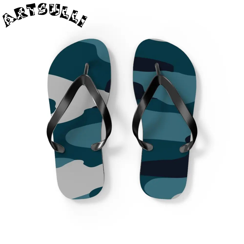 JAKKOUTTHEBXX Blue Camouflage Flip Flops JAKKOUTTHEBXX Artsulli