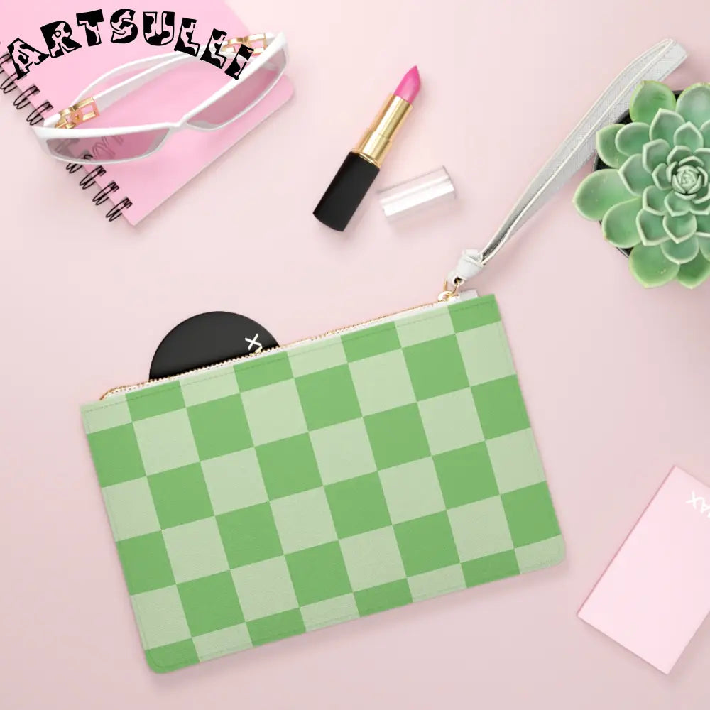 JAKKOUTTHEBXX Checkerboard Green Clutch Bag JAKKOUTTHEBXX Artsulli