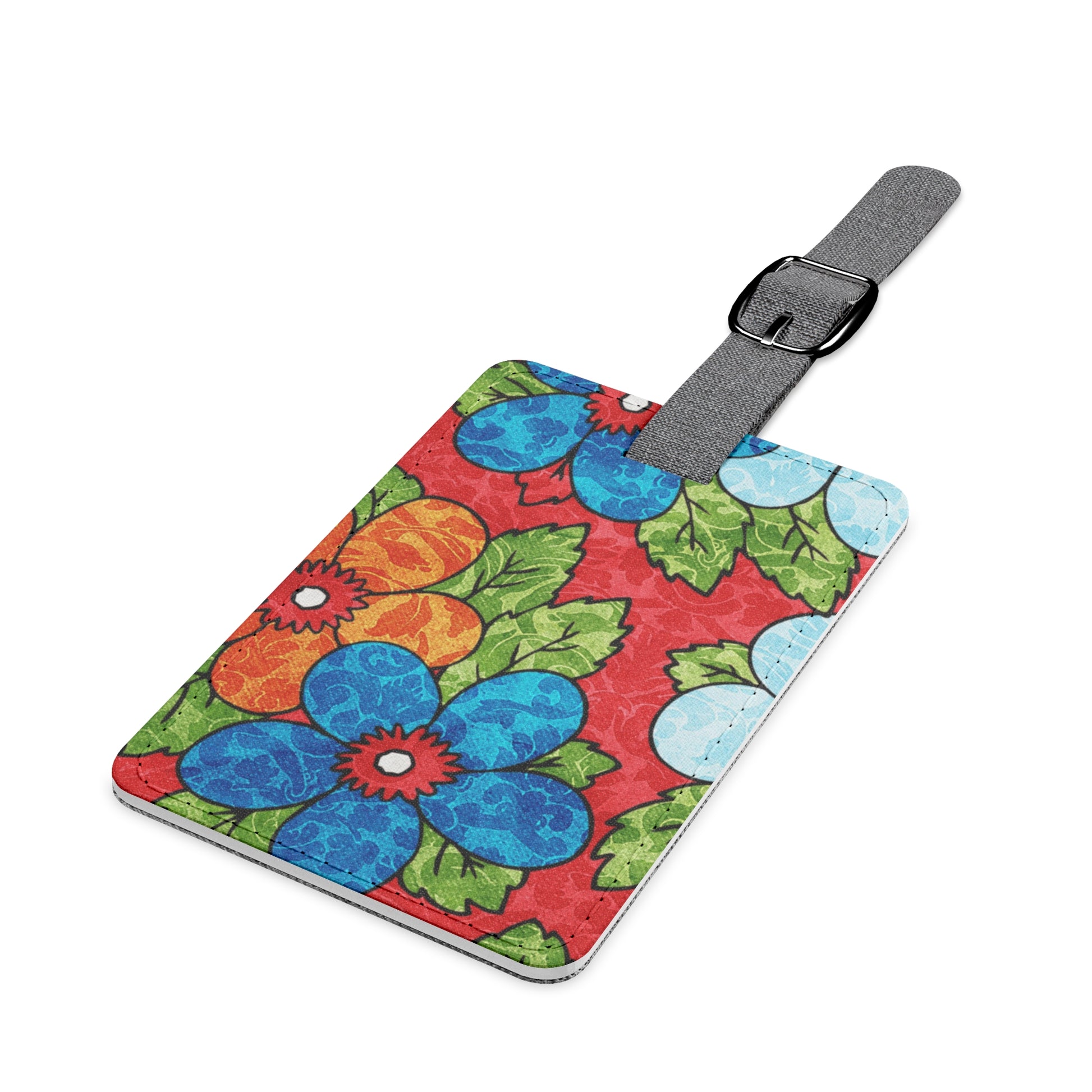 Groovy Red Floral Kl Saffiano Polyester Luggage Tag, Rectangle, Artsulli - Art is Long, Life is Short, Accessories, , , , , , , 