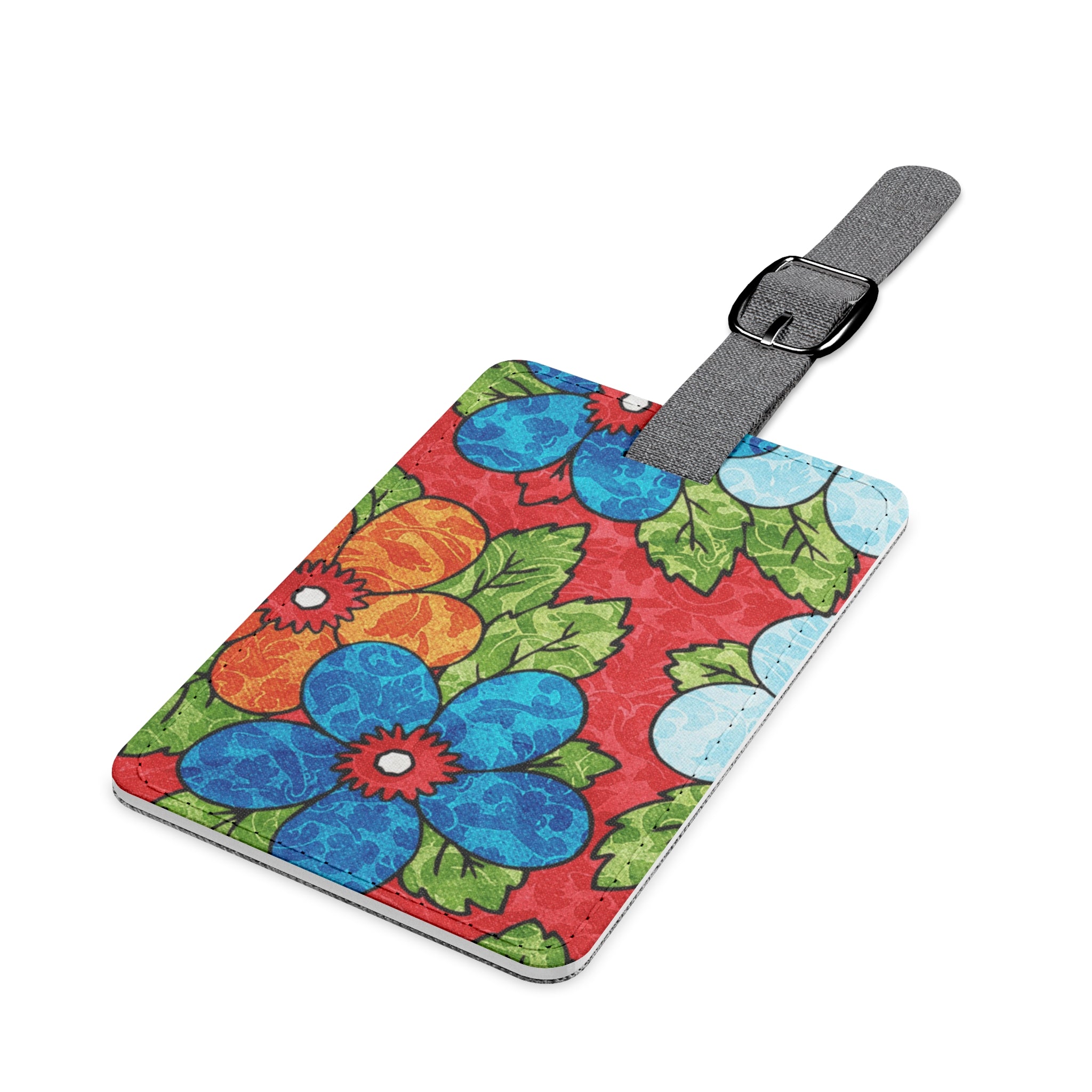 Groovy Red Floral Kl Saffiano Polyester Luggage Tag, Rectangle, Artsulli - Art is Long, Life is Short, Accessories, , , , , , , 