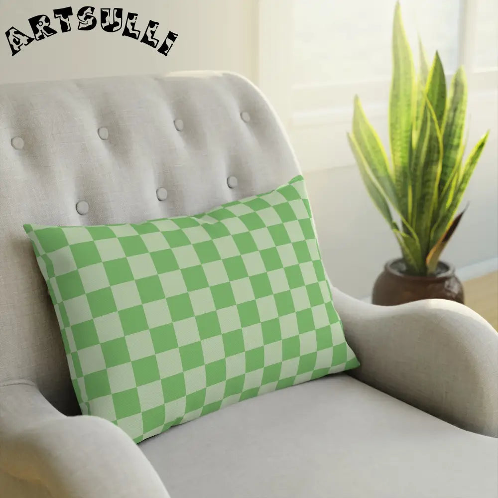 JAKKOUTTHEBXX Checkerboard Green Cushion JAKKOUTTHEBXX Artsulli