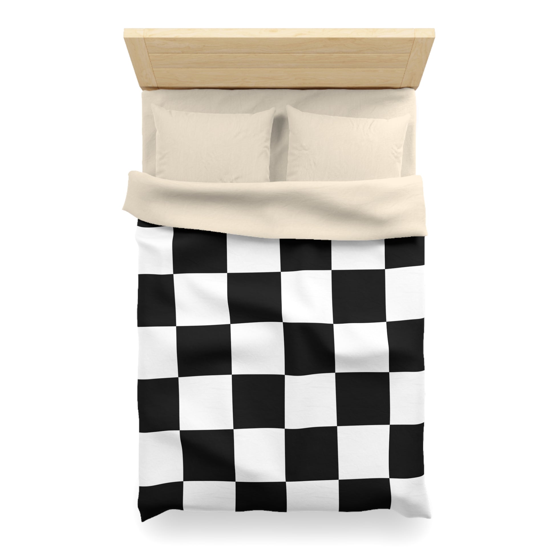 Checkerboard Black and White Microfiber Duvet Cover, Artsulli - Art is Long, Life is Short, Home Decor, , , , , , , 