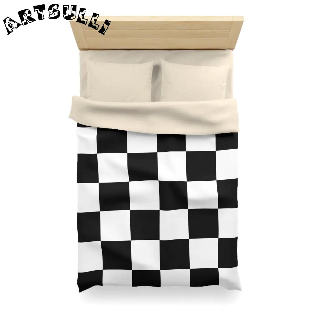 JAKKOUTTHEBXX Checkerboard Black and White Microfiber Duvet Cover
