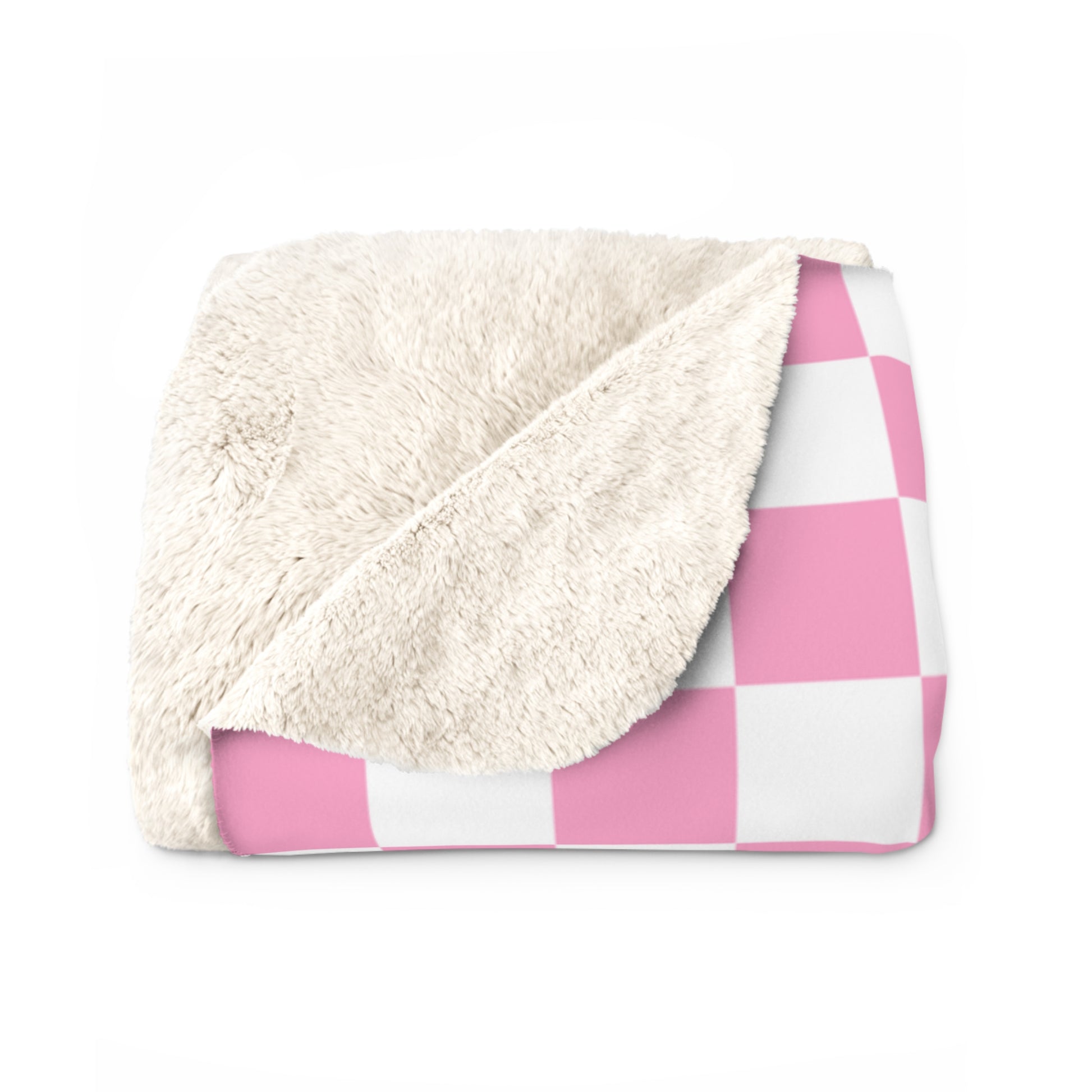 Checkerboard II Hot Pink and White Sherpa Fleece Blanket, Artsulli - Art is Long, Life is Short, Home Decor, , , , , , , 