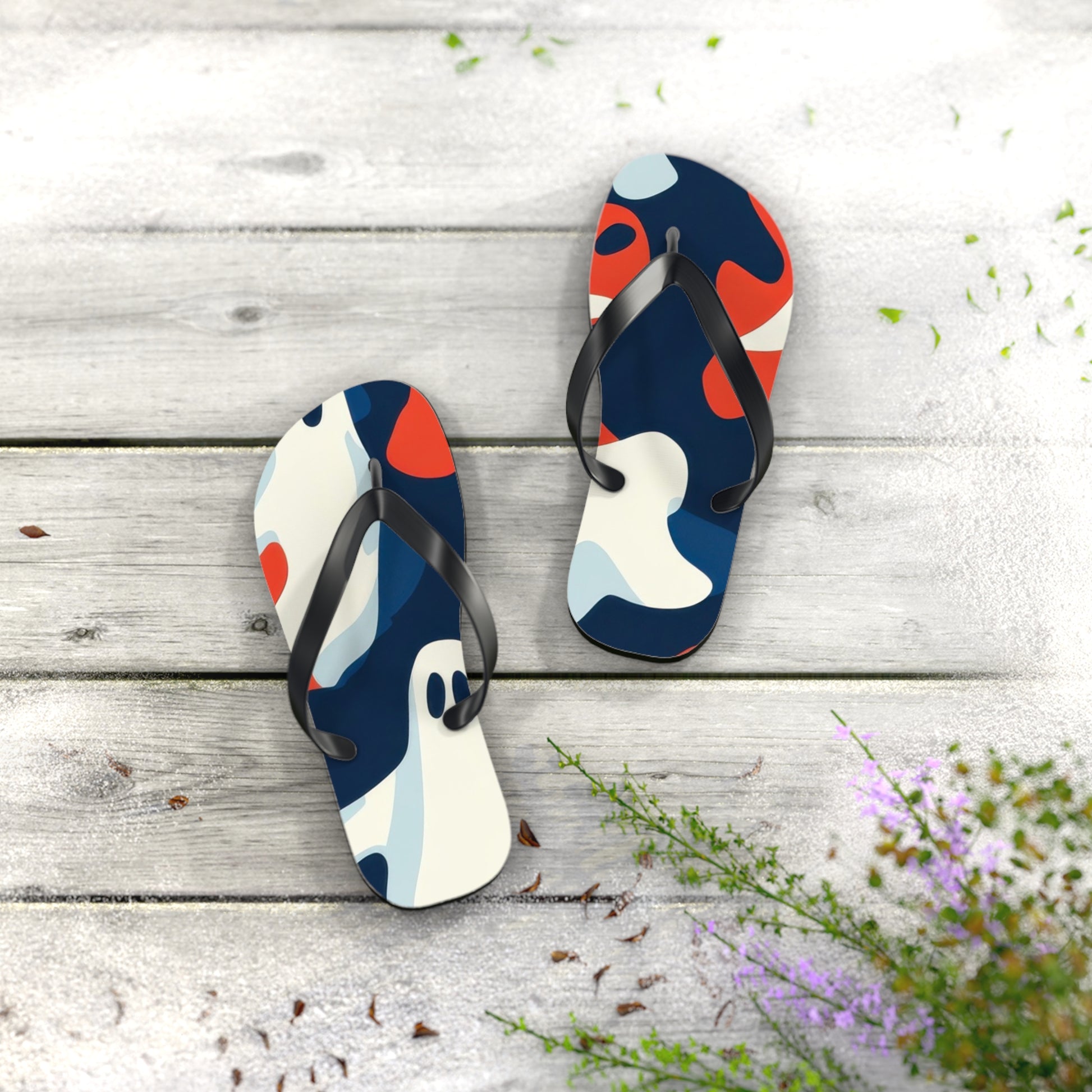 Camo Ghosts Flip Flops, Artsulli - Art is Long, Life is Short, Shoes, , , , , , , 