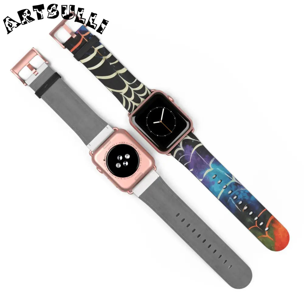 JAKKOUTTHEBXX Colorful Spider Web Faux Leather Watch Band 2025