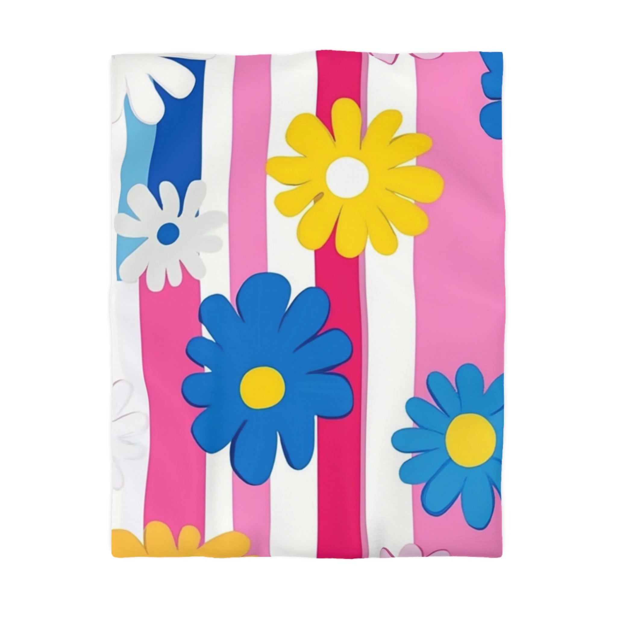Flowers x Stripes Multi-Color Microfiber Duvet Cover, Artsulli - Art is Long, Life is Short, Home Decor, Size, Twin, Color, White, , , 56193147273106