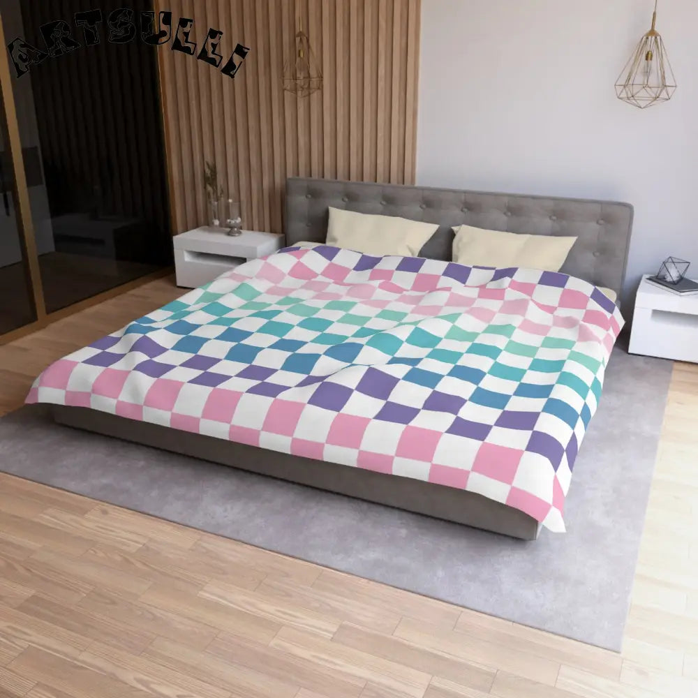 JAKKOUTTHEBXX Vaporwave Rainbow Checkerboard Multi-Color Microfiber