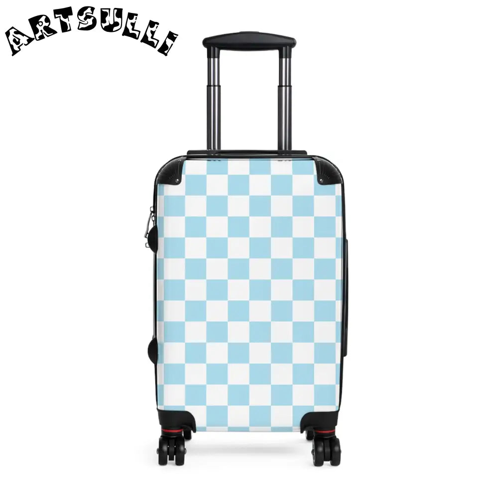 JAKKOUTTHEBXX Checkerboard Sky Blue Suitcase JAKKOUTTHEBXX Artsulli
