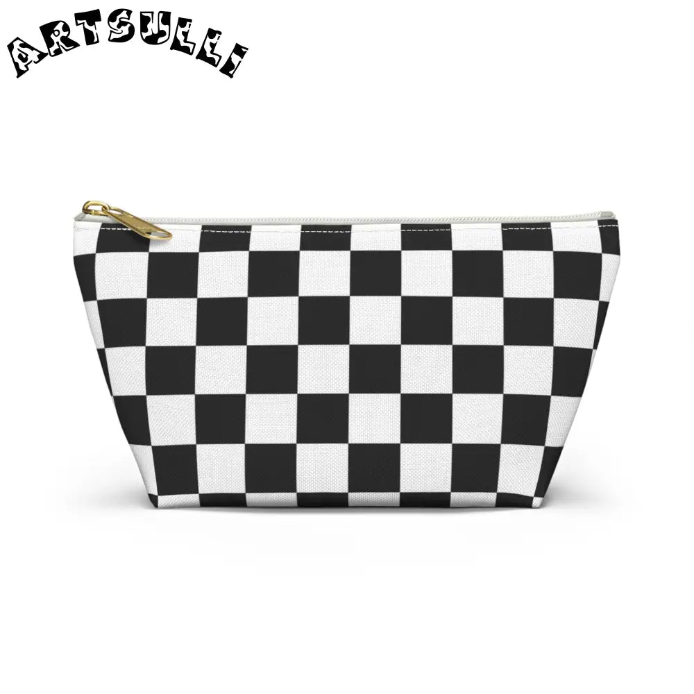 JAKKOUTTHEBXX Checkerboard White and Black Accessory Pouch w