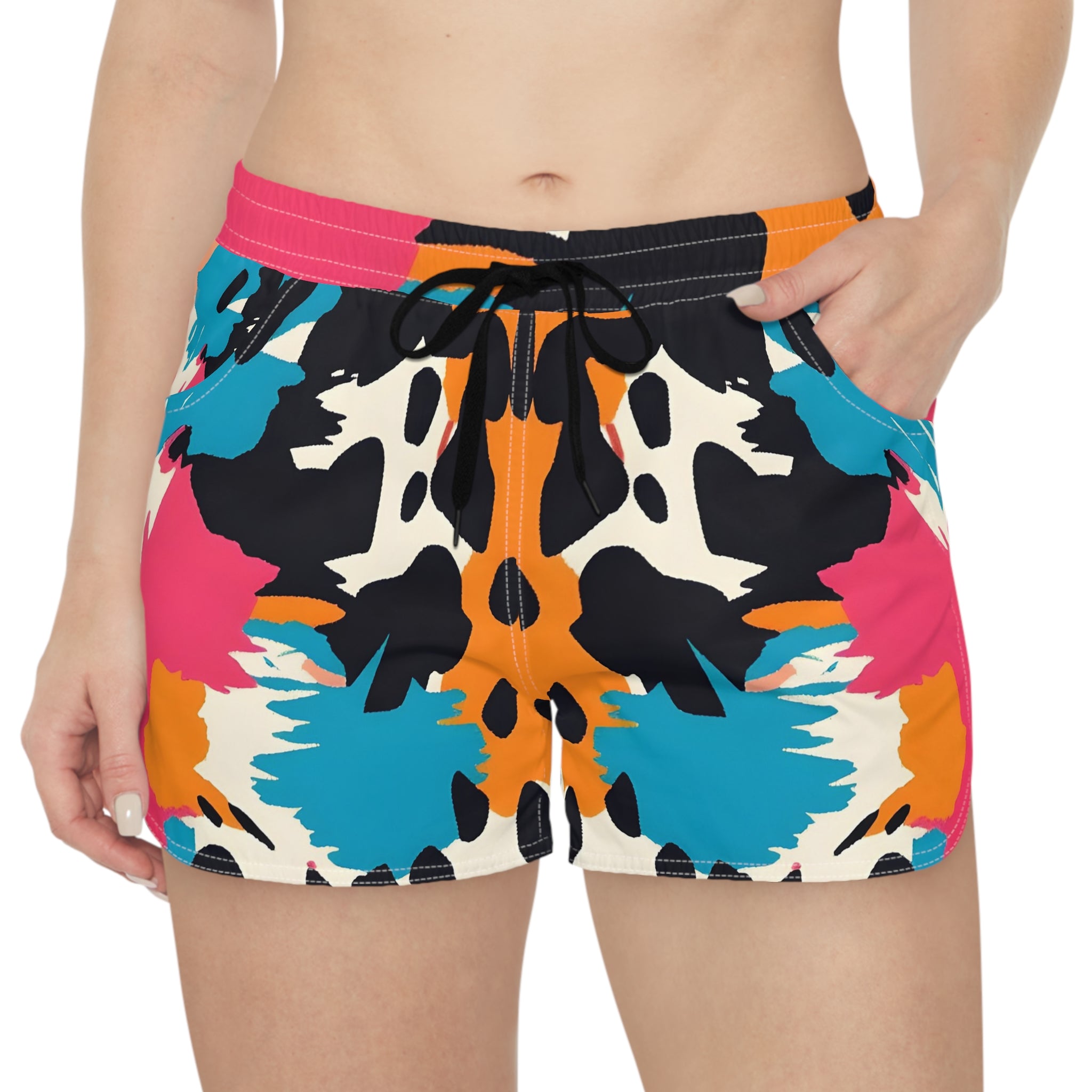 Wild Brush Strokes x Animal Print Multi-Color Women's Casual Shorts (AOP), Artsulli - Art is Long, Life is Short, All Over Prints, , , , , , , 