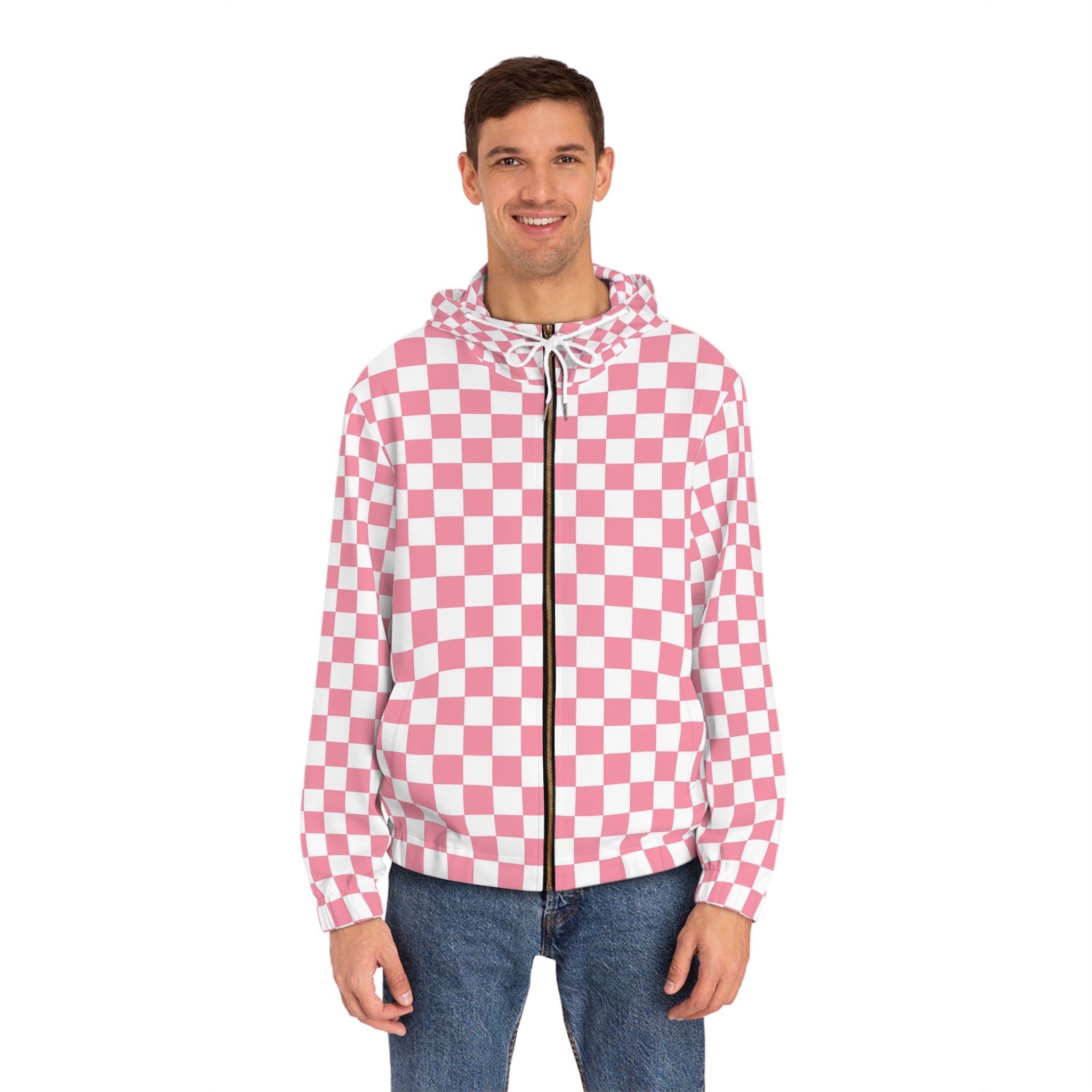 Brigandine Checkered Scene Men's Full-Zip Hoodie (AOP)