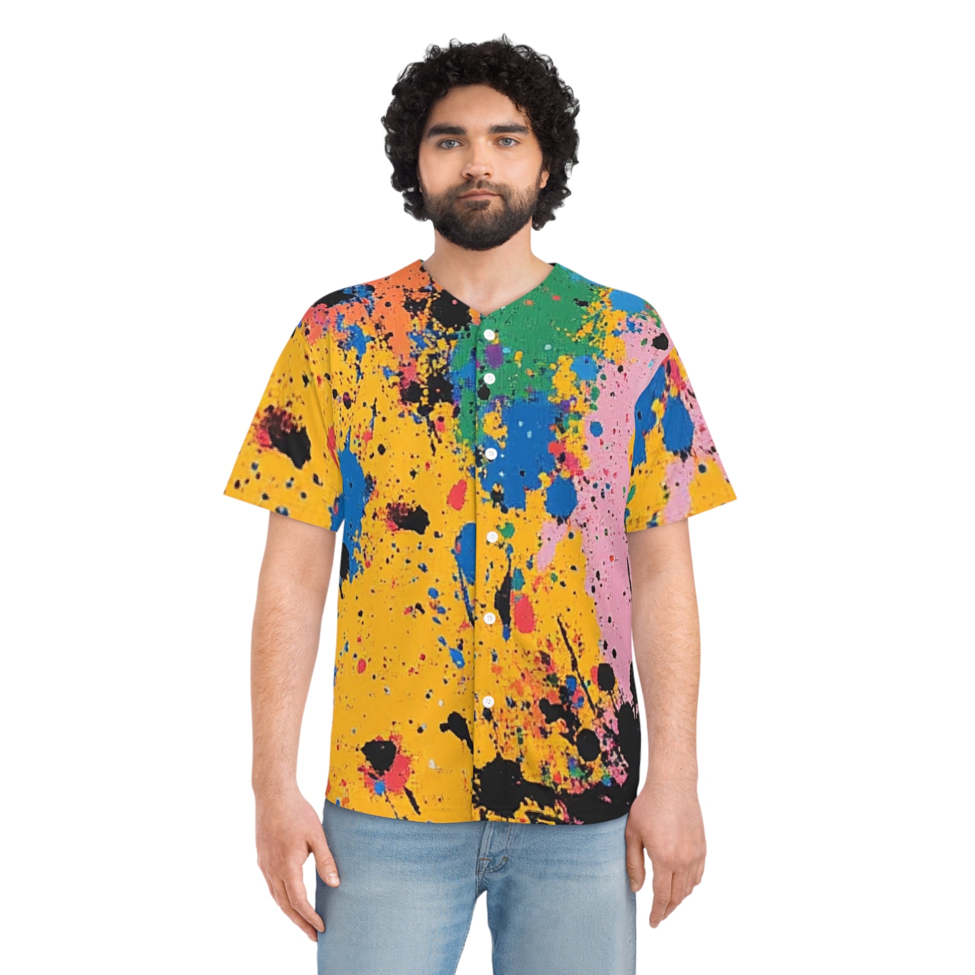 The Colors Of Paint Splatter Men's Baseball Jersey (AOP), Artsulli - Art is Long, Life is Short, All Over Prints, , , , , , , 
