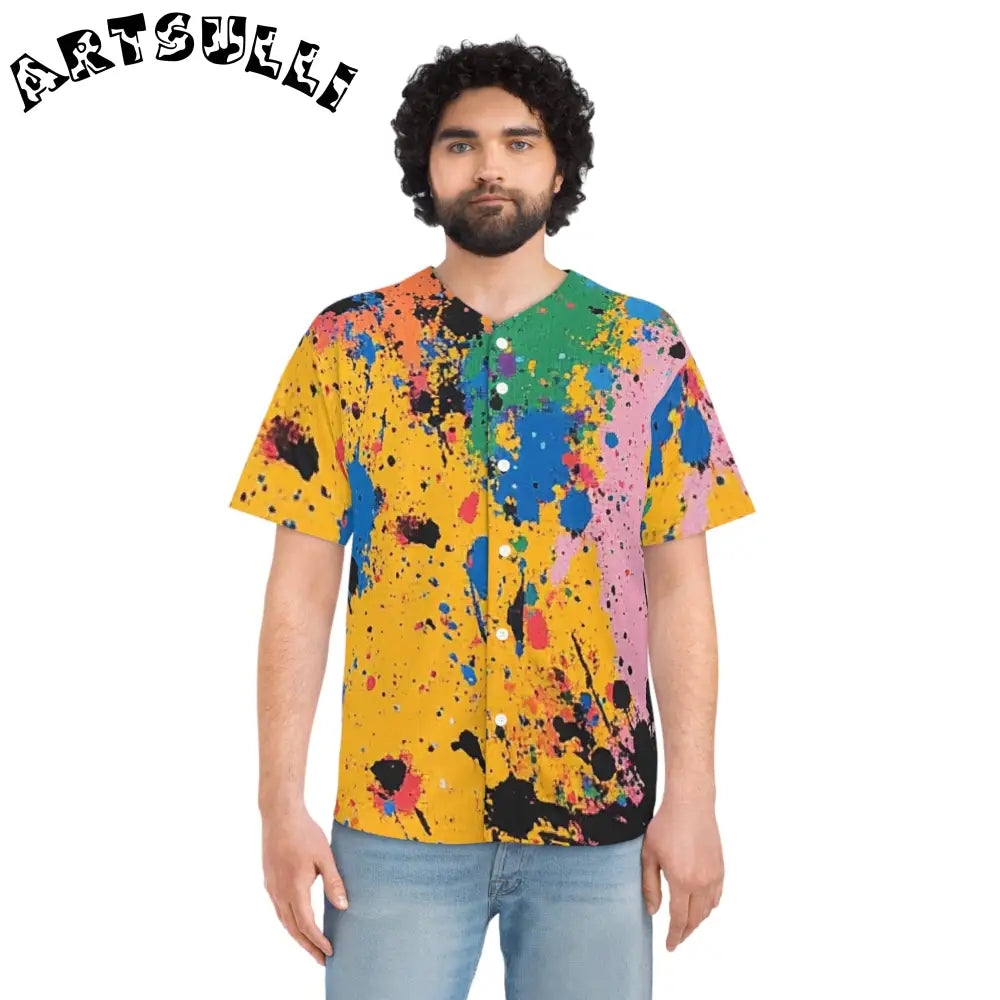 JAKKOUTTHEBXX The Colors Of Paint Splatter Men’s Baseball Jersey