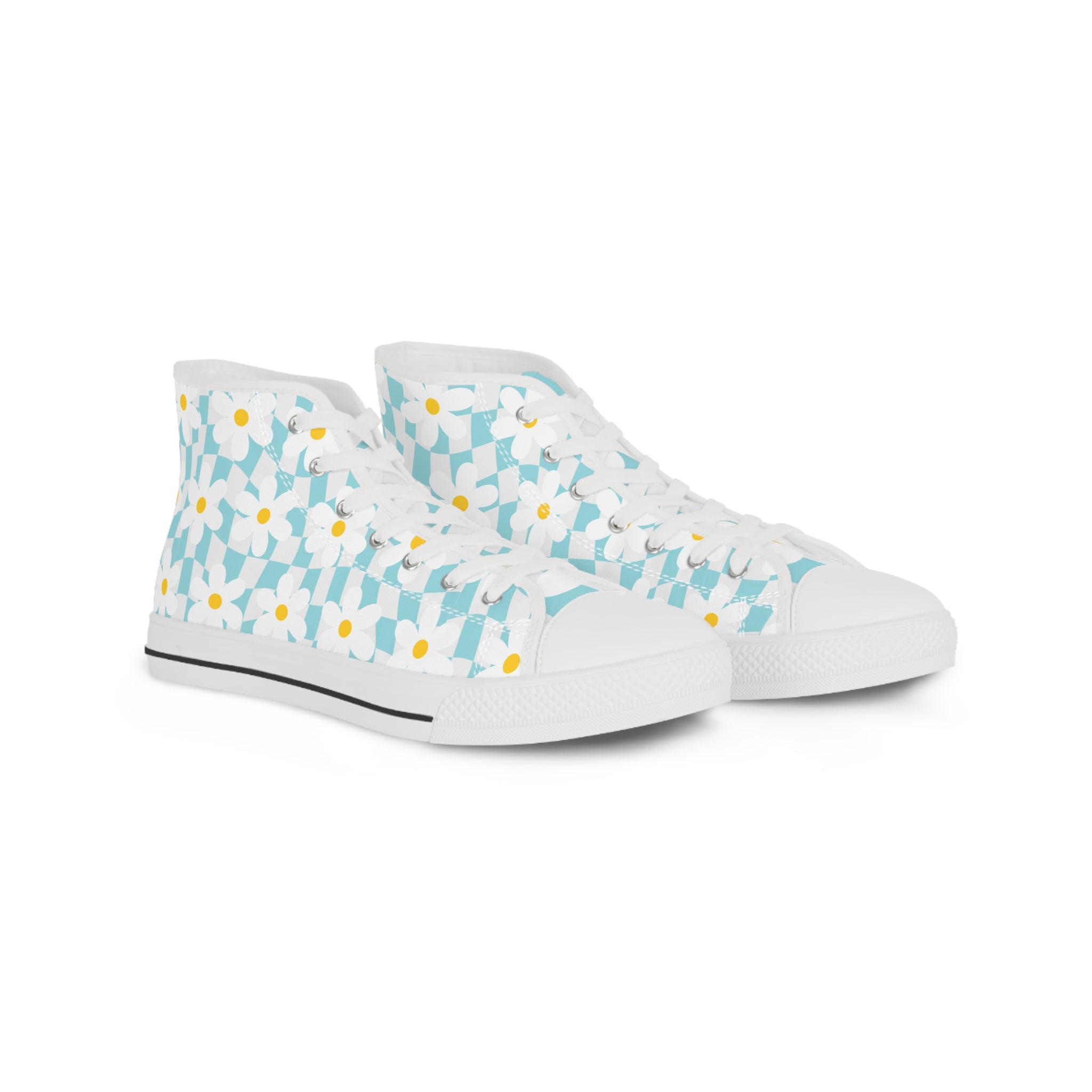 Trippy Check Garden Men's High Top Sneakers, Artsulli - Art is Long, Life is Short, Shoes, Size, US 5, Color, White sole, , , 21908122770406068014