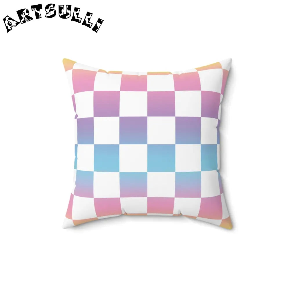 JAKKOUTTHEBXX Vaporwave Check Spun Polyester Square Pillow