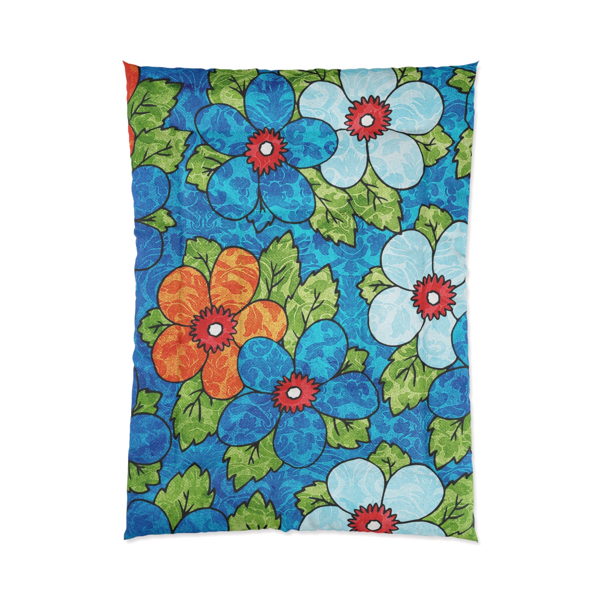 Blue Orange Groovy Comforter, Artsulli - Art is Long, Life is Short, Home Decor, Size, 68" × 92", , , , , 28006660692229168197