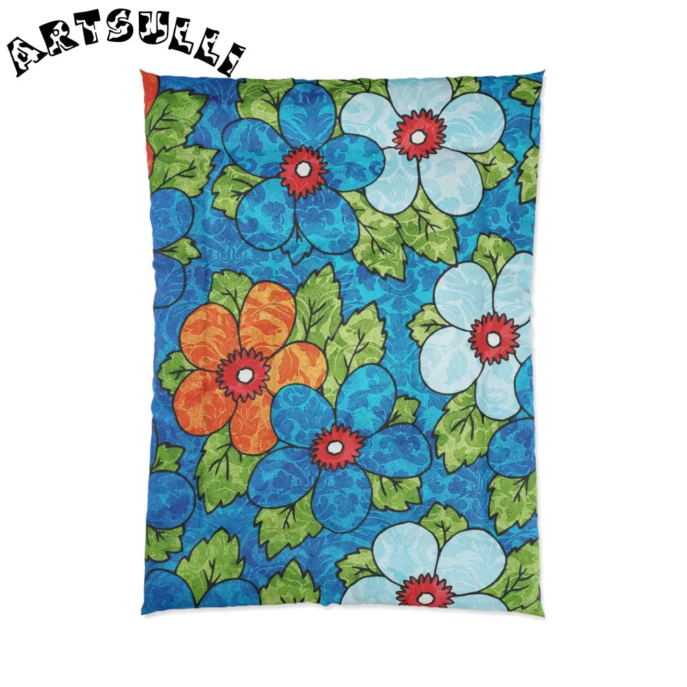Blue Orange Groovy Comforter, Artsulli - Art is Long, Life is Short, Home Decor, Size, 68" × 92", , , , , 28006660692229168197