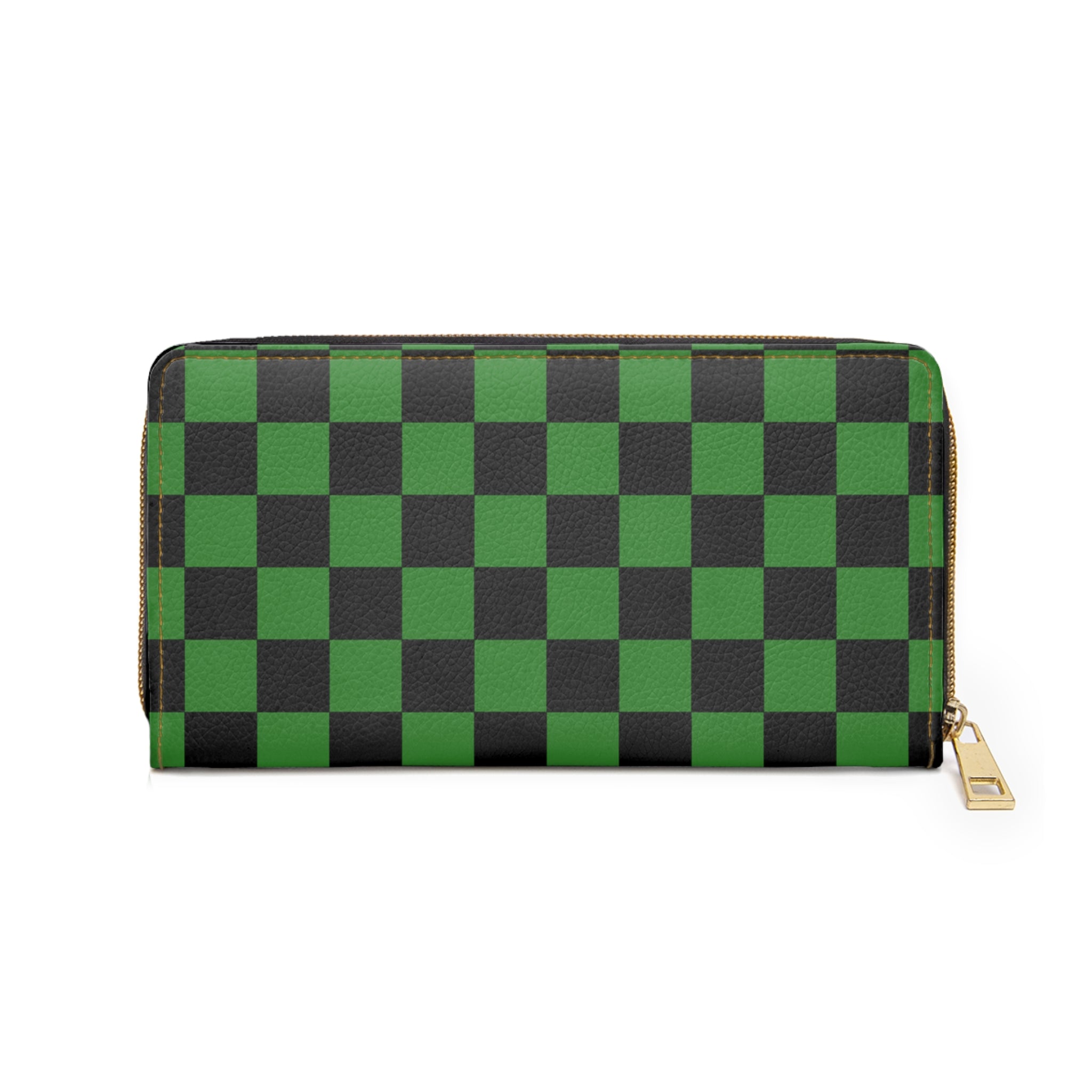 Checkerboard Green and Black Zipper Wallet, Artsulli - Art is Long, Life is Short, Accessories, , , , , , , 