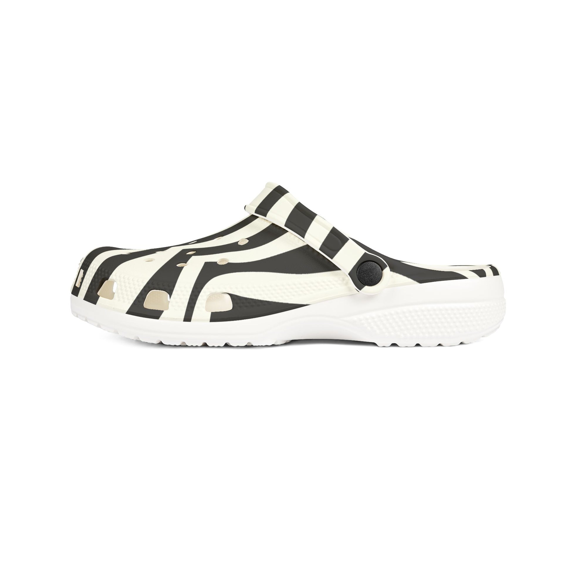 Melting Zebra Stripes Black and White EVA Foam Rubber Shoes (AOP), Artsulli - Art is Long, Life is Short, Shoes, , , , , , , 