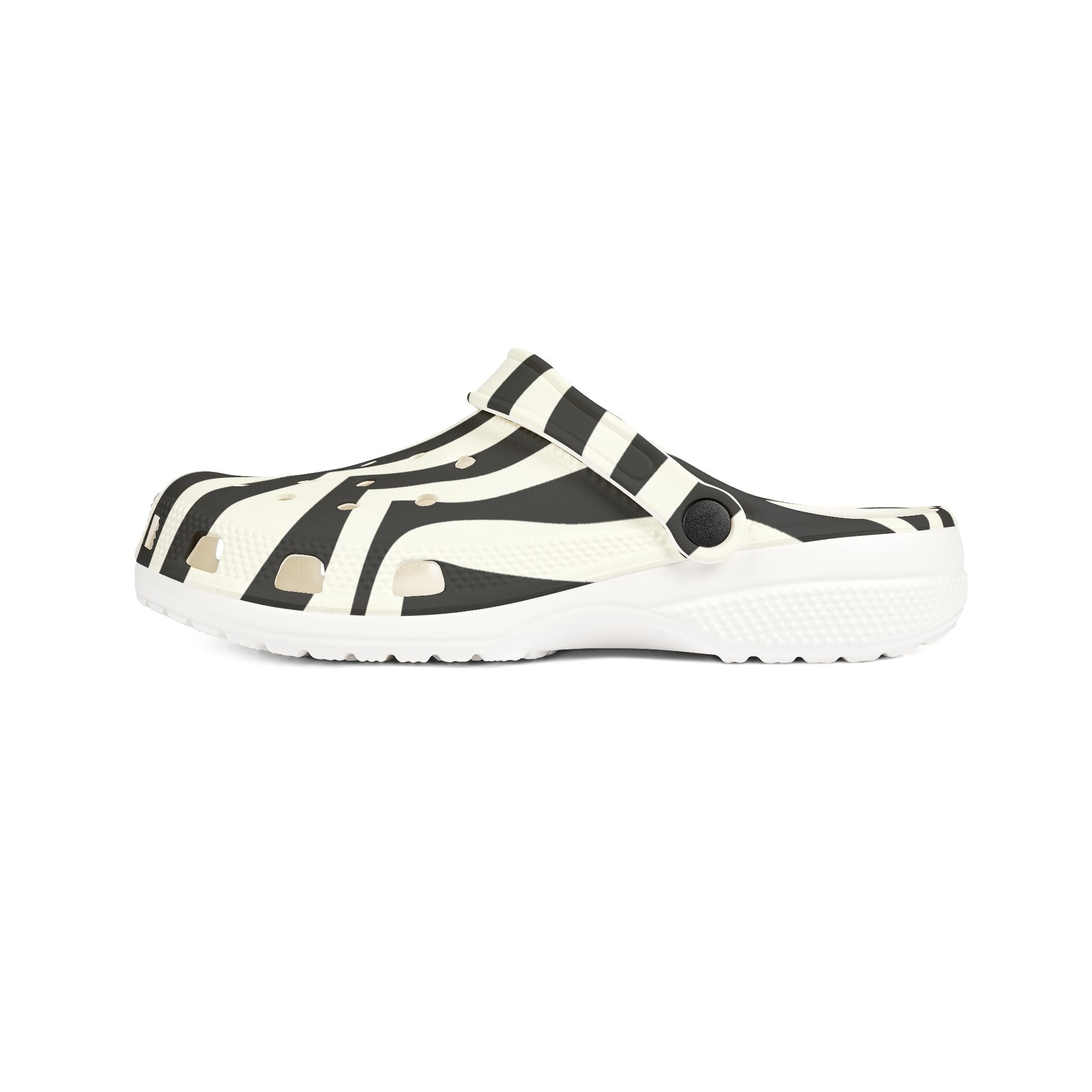 Melting Zebra Stripes Black and White EVA Foam Rubber Shoes (AOP), Artsulli - Art is Long, Life is Short, Shoes, , , , , , , 