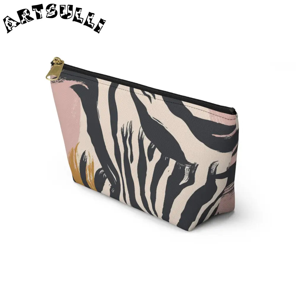 JAKKOUTTHEBXX Zebra Stripe And Brushstroke Cosmetic Pouch In Pink
