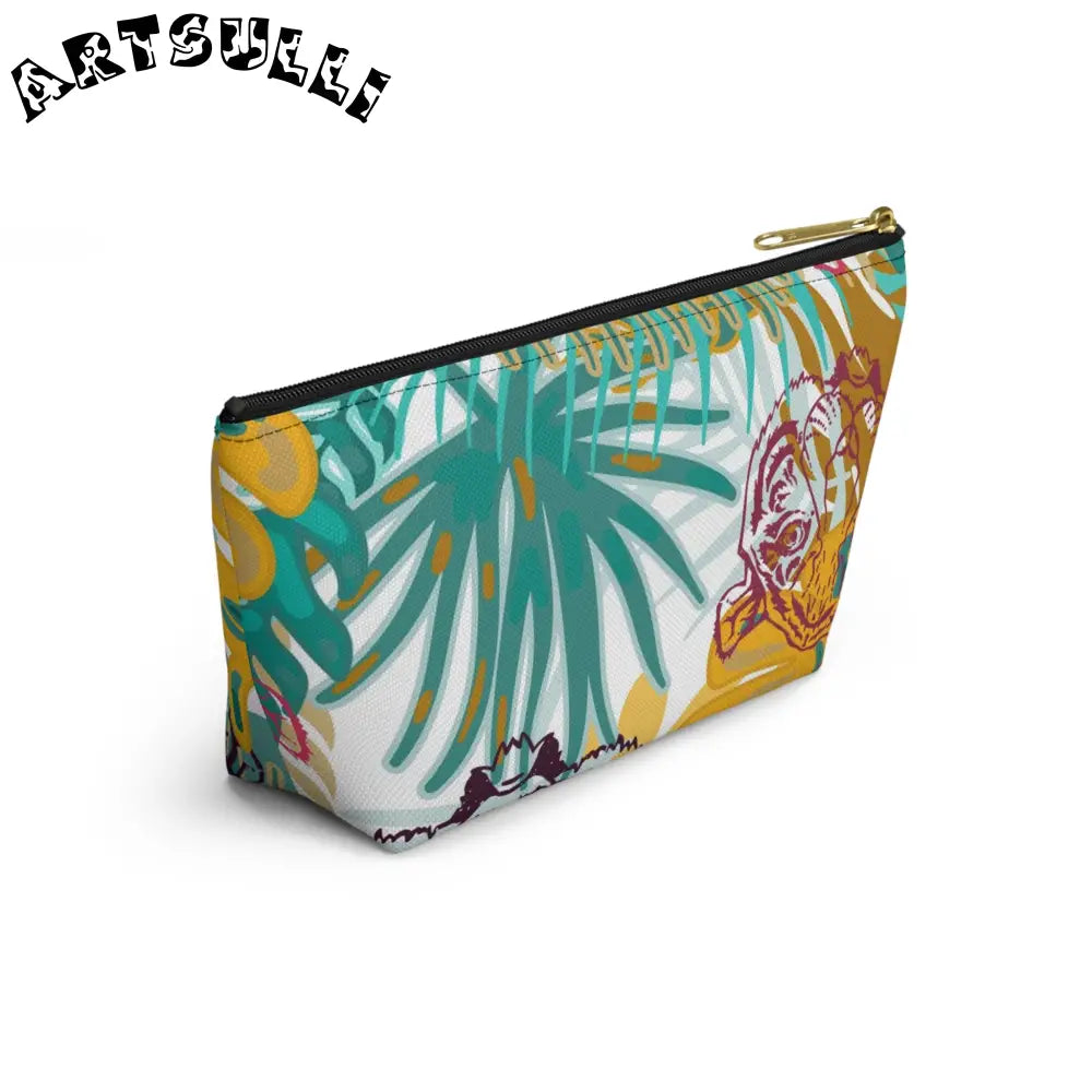 JAKKOUTTHEBXX Tropical Jungle Tigers Brown and Green Accessory Pouch