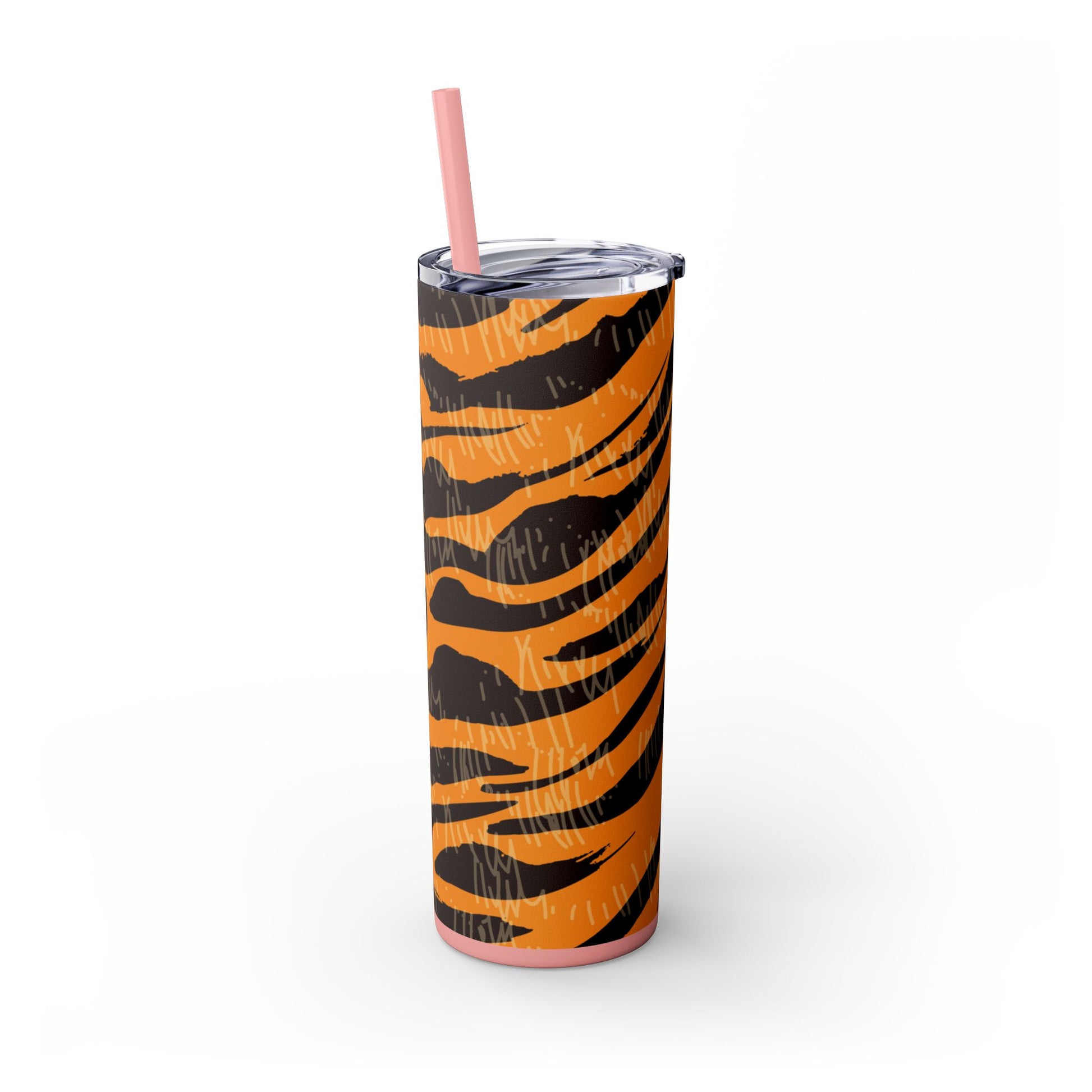 Tiger Scratches Orange & Black Skinny Tumbler with Straw, 20oz, Artsulli - Art is Long, Life is Short, Mug, , , , , , , 