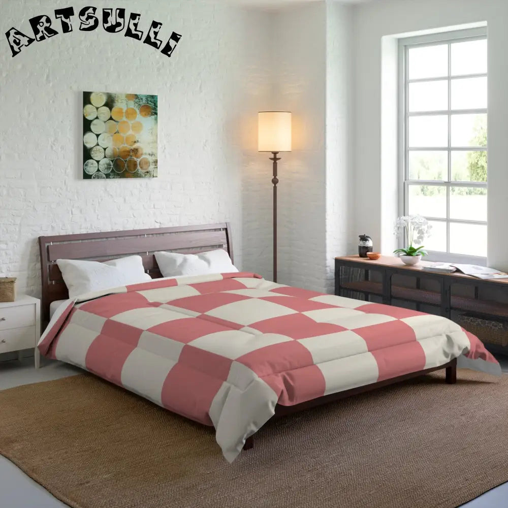 JAKKOUTTHEBXX Retro Checkered Grassland Sprites Comforter
