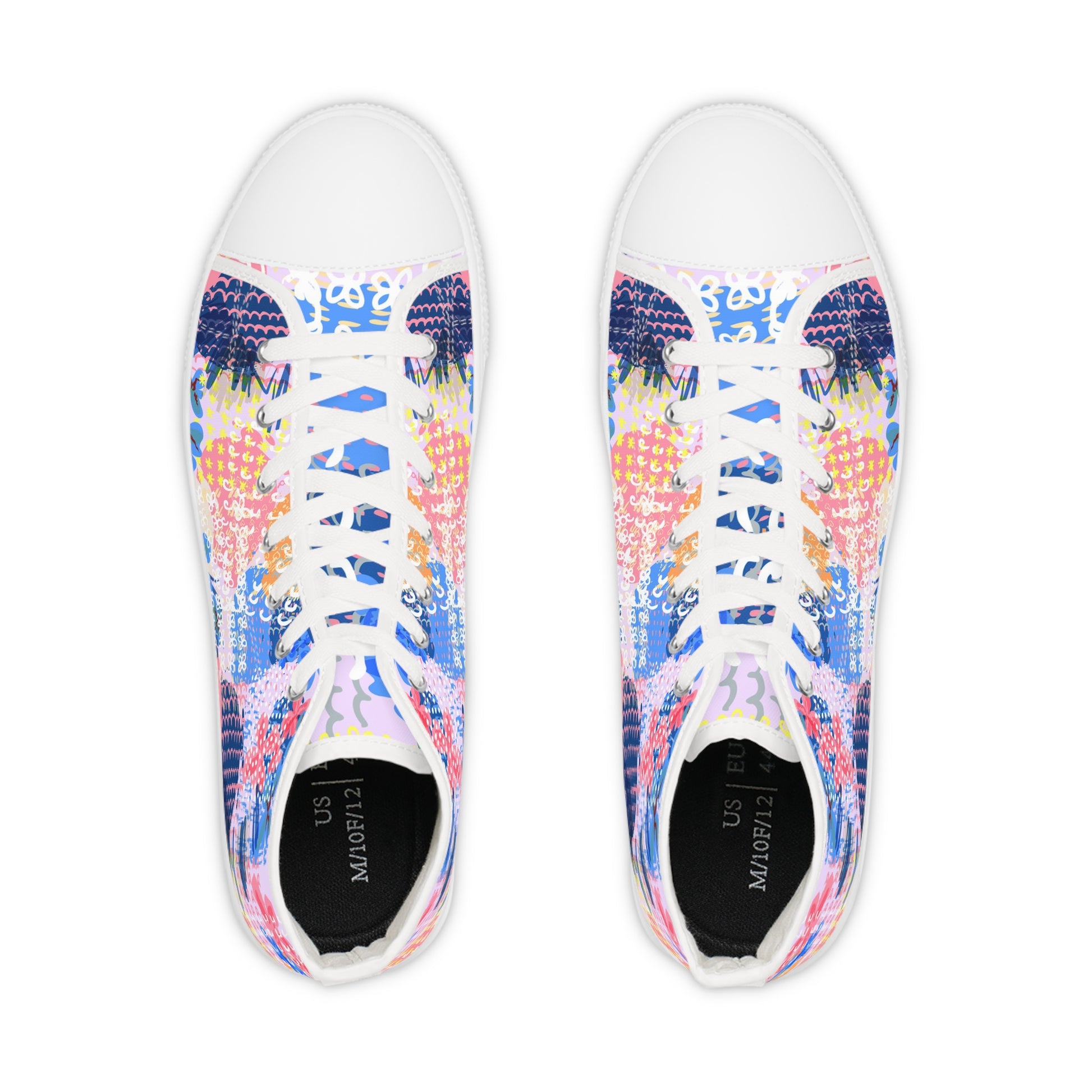 Flowers x Doodles x Hearts Multi-Color II Men's High Top Sneakers, Artsulli - Art is Long, Life is Short, Shoes, , , , , , , 