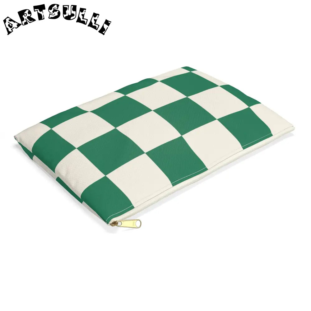 JAKKOUTTHEBXX Checkerboard Dark Green Accessory Pouch JAKKOUTTHEBXX