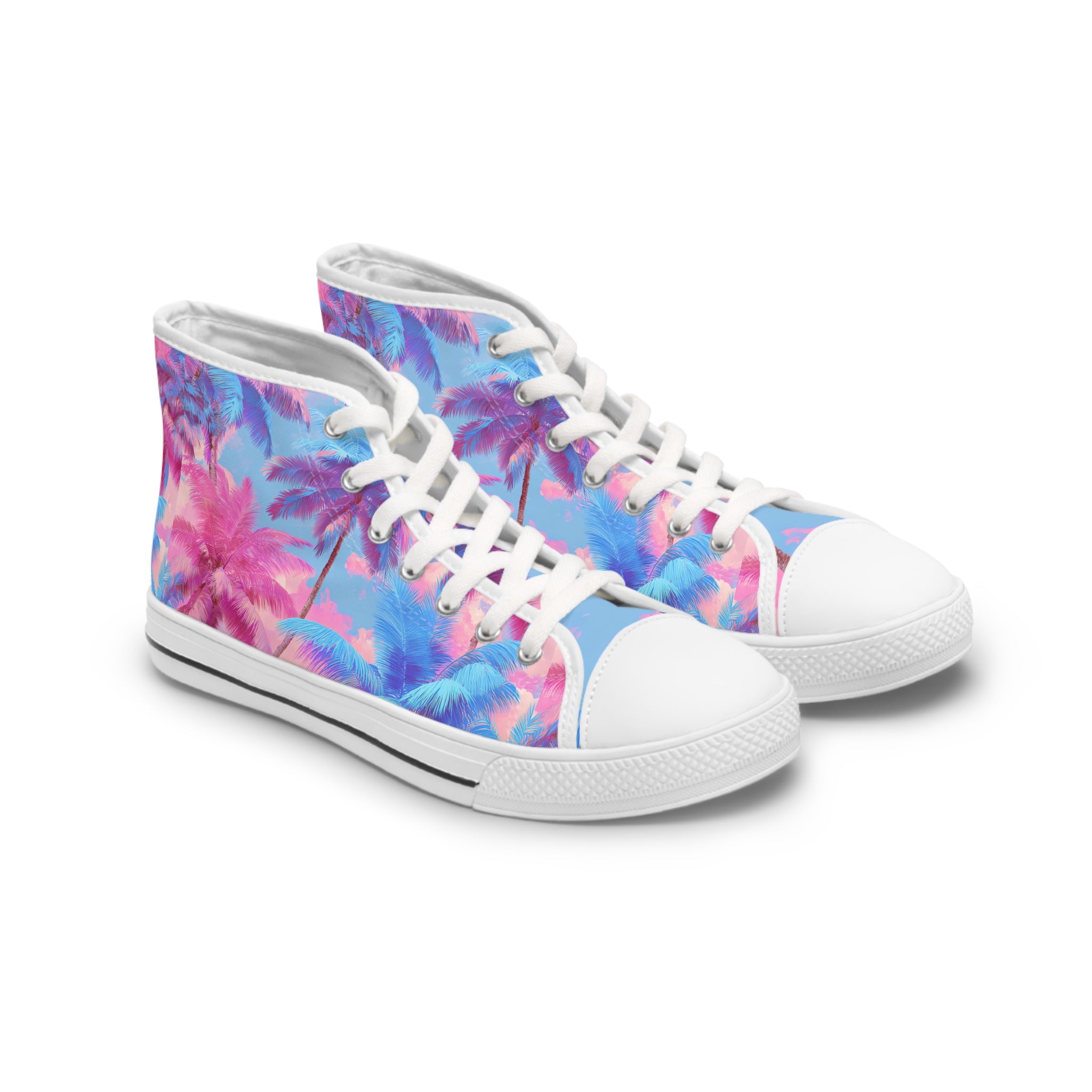 Ethereal Pastel Palms II Women's High Top Sneakers, Artsulli - Art is Long, Life is Short, Shoes, Size, US 5.5, Color, White sole, , , 28868997389555083332